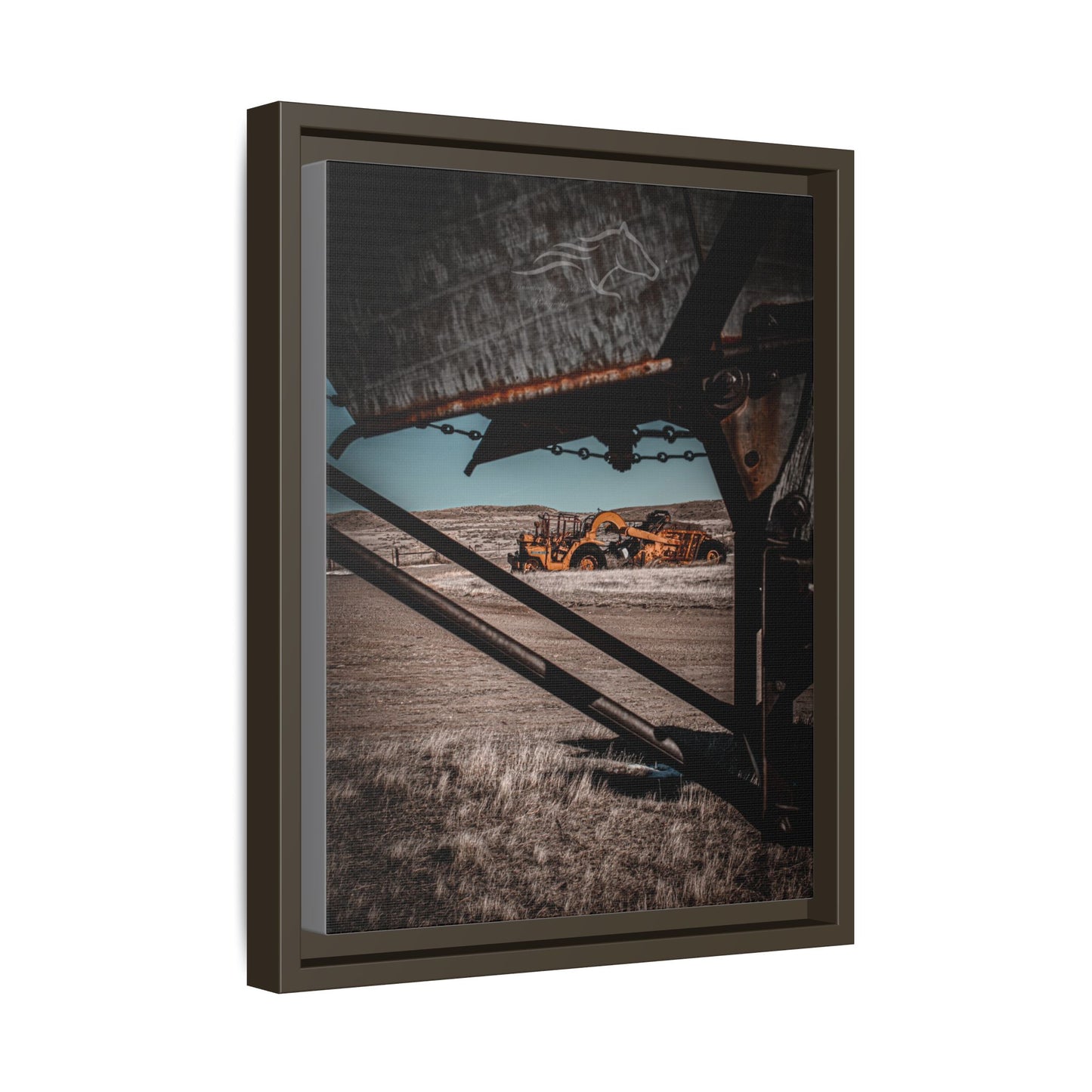Rustic Yellow John Deer Framed Canvas