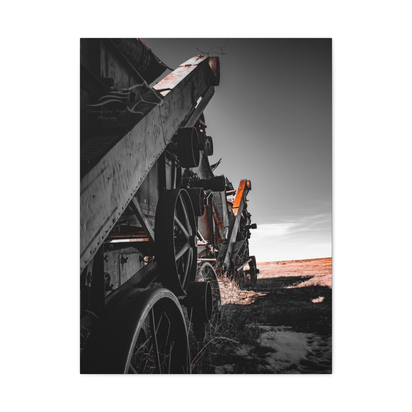 Black and Rusty Farm Equipment Canvas