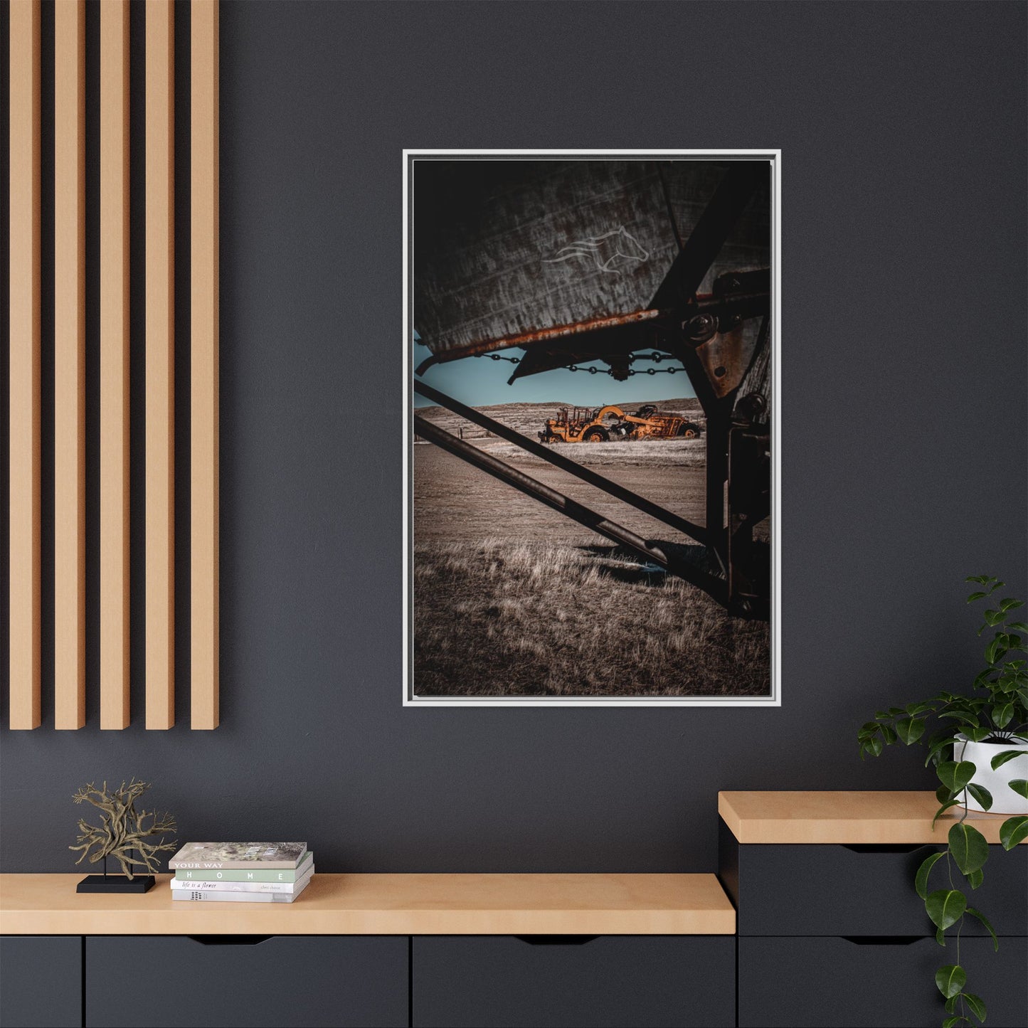 Rustic Yellow John Deer Framed Canvas