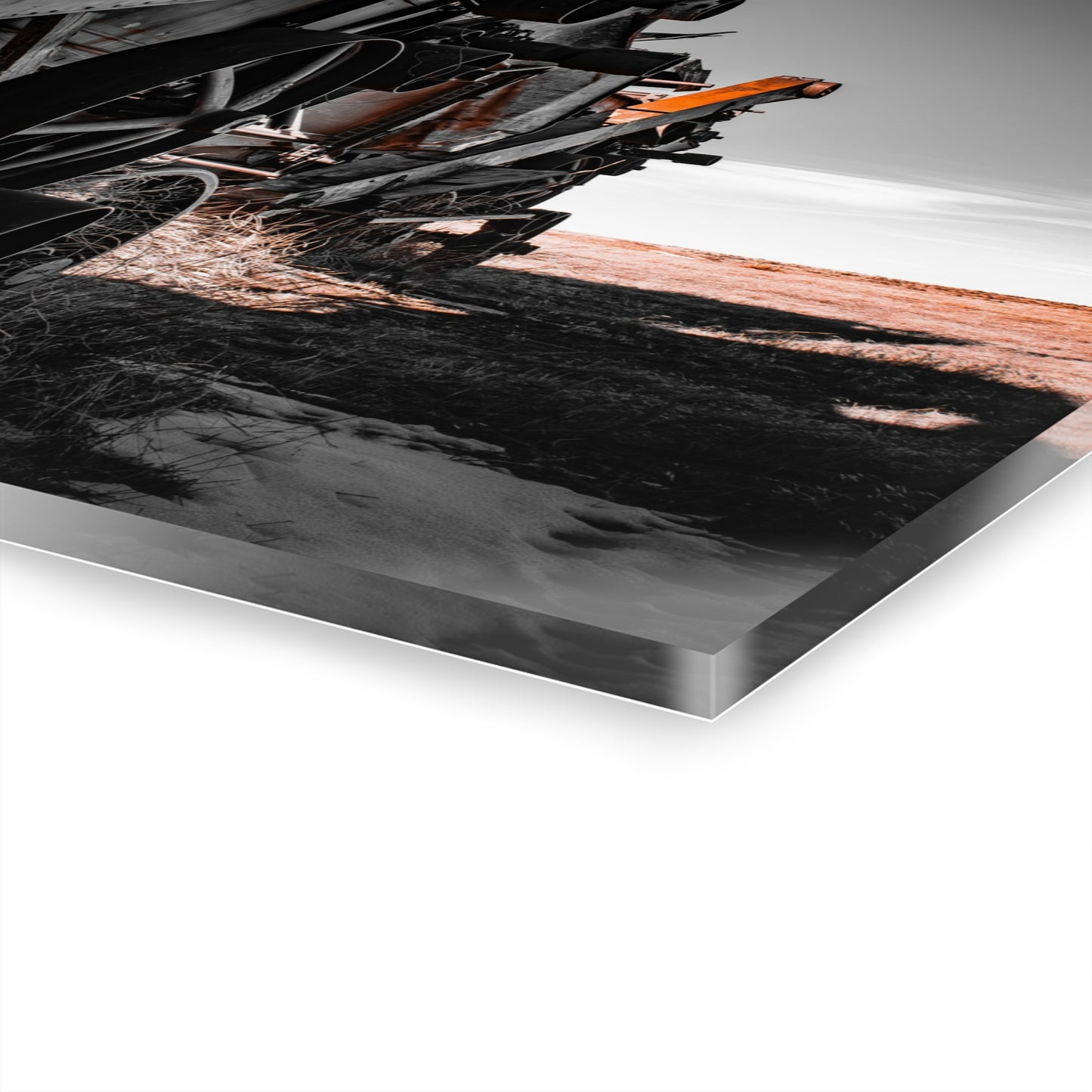 Black and Rusty Farm Equipment Acrylic