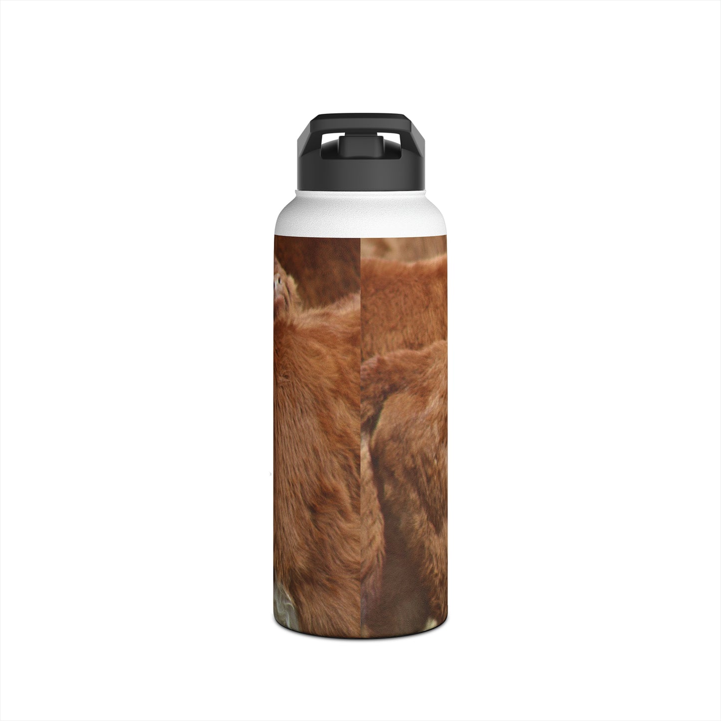 Red, White-Faced Stainless Steel Water Bottle, Standard Lid