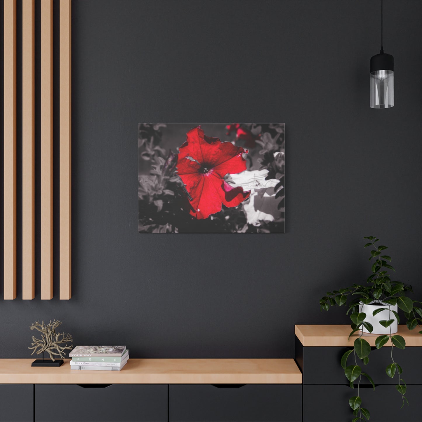 Black and Red Flower Canvas
