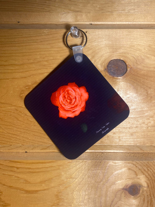 Pink Peace Rose Key Chain