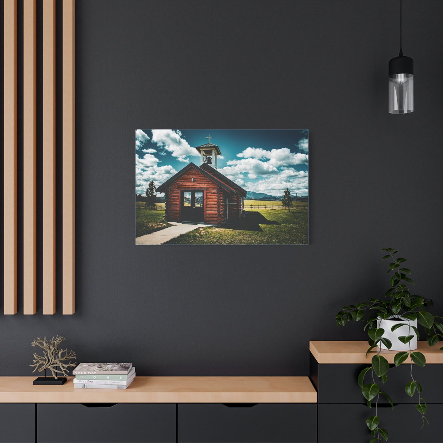 Rustic Mountain View Church Canvas