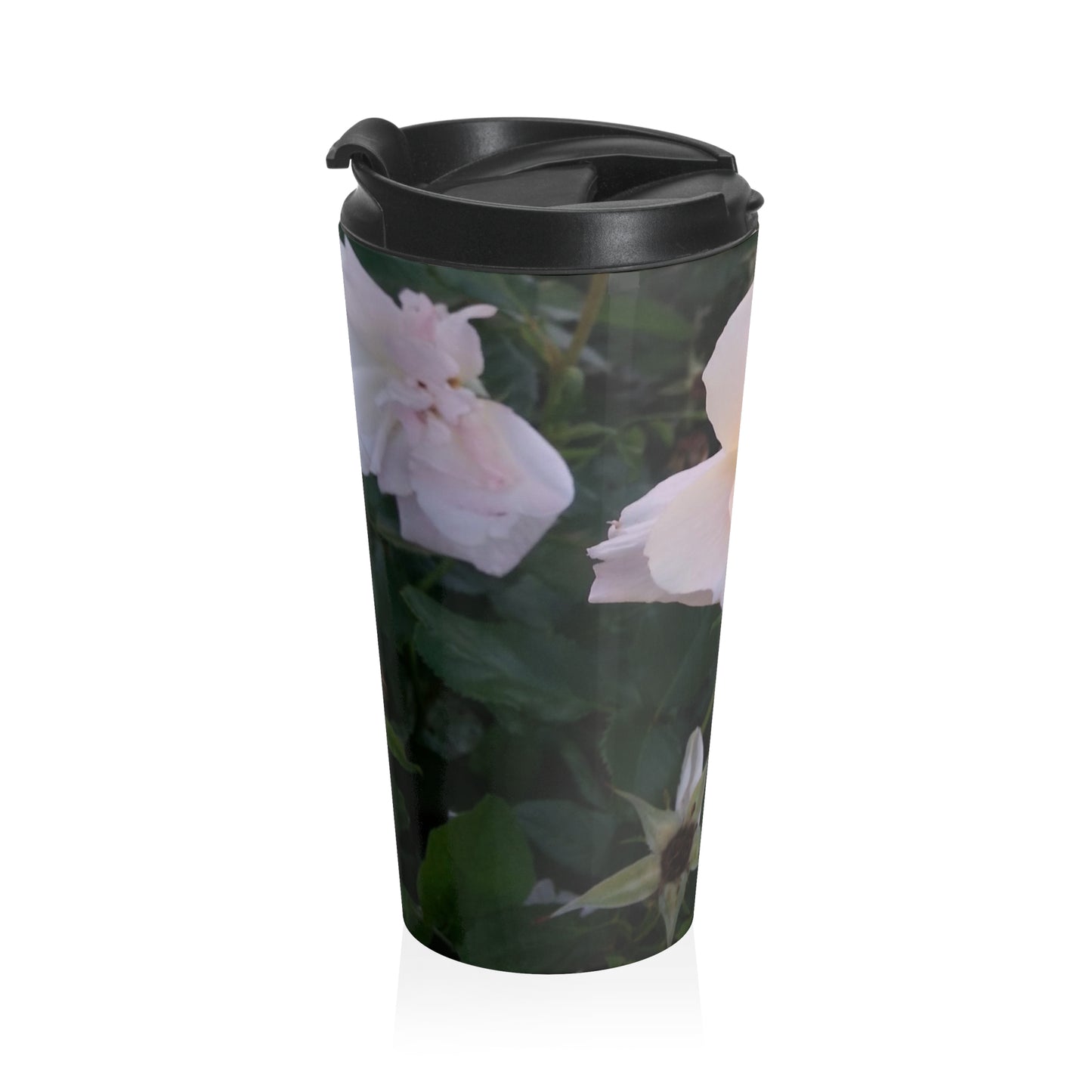 White Roses Stainless Steel Travel Mug