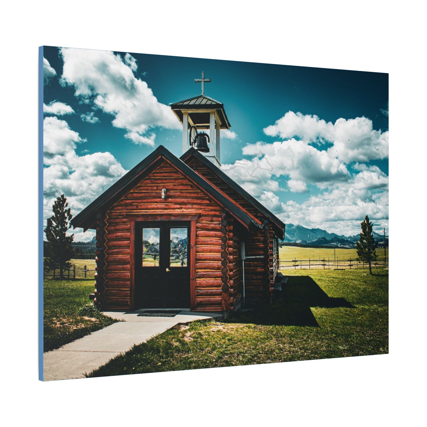 Rustic Mountain View Church Canvas