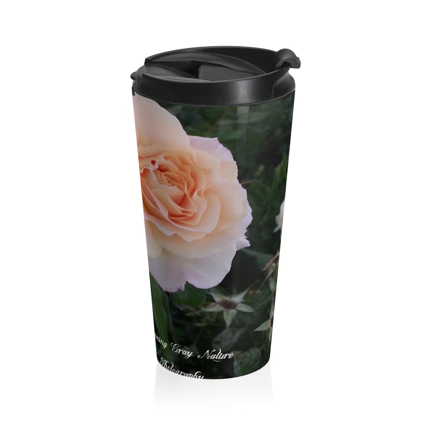 White Roses Stainless Steel Travel Mug