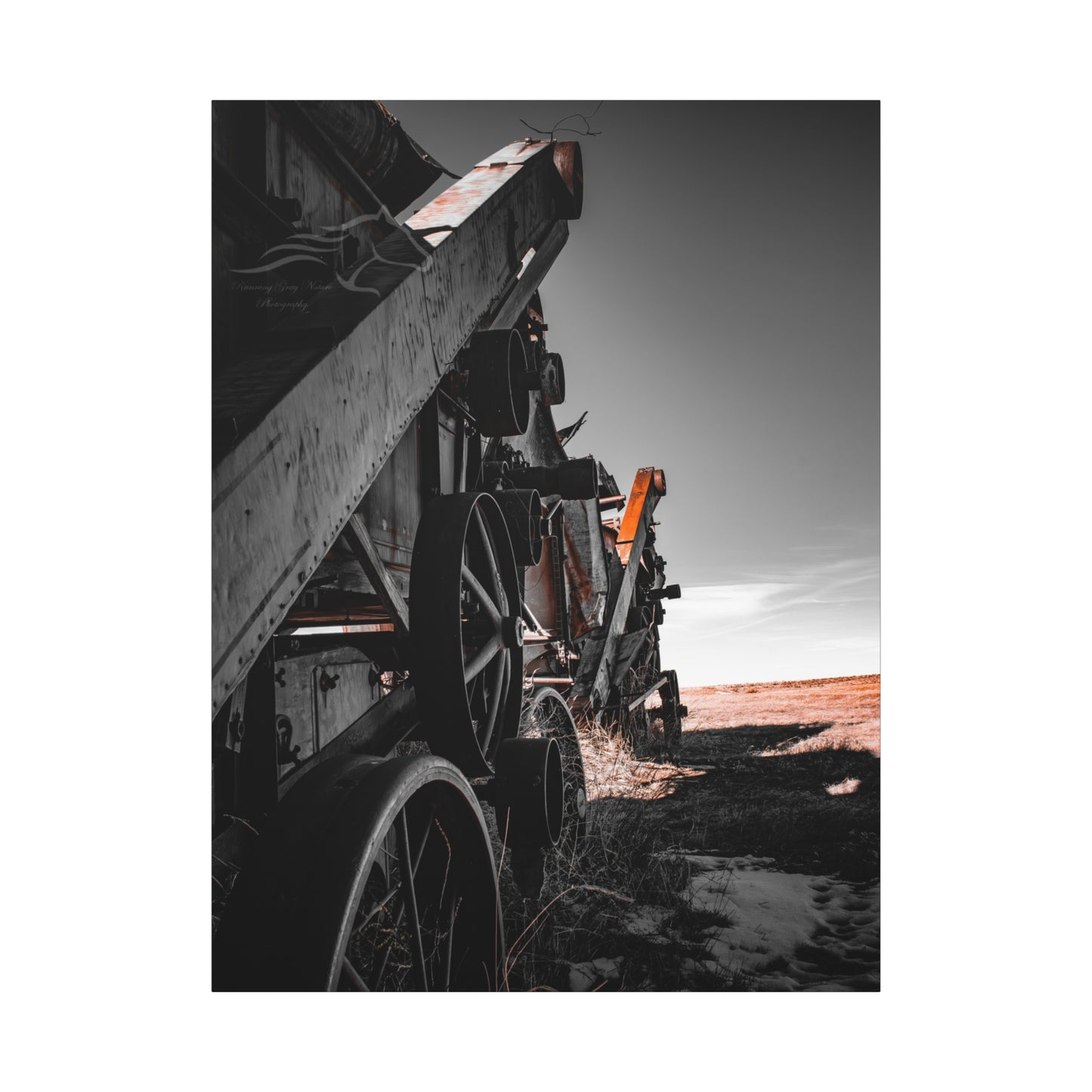 Black and Rusty Farm Equipment Canvas