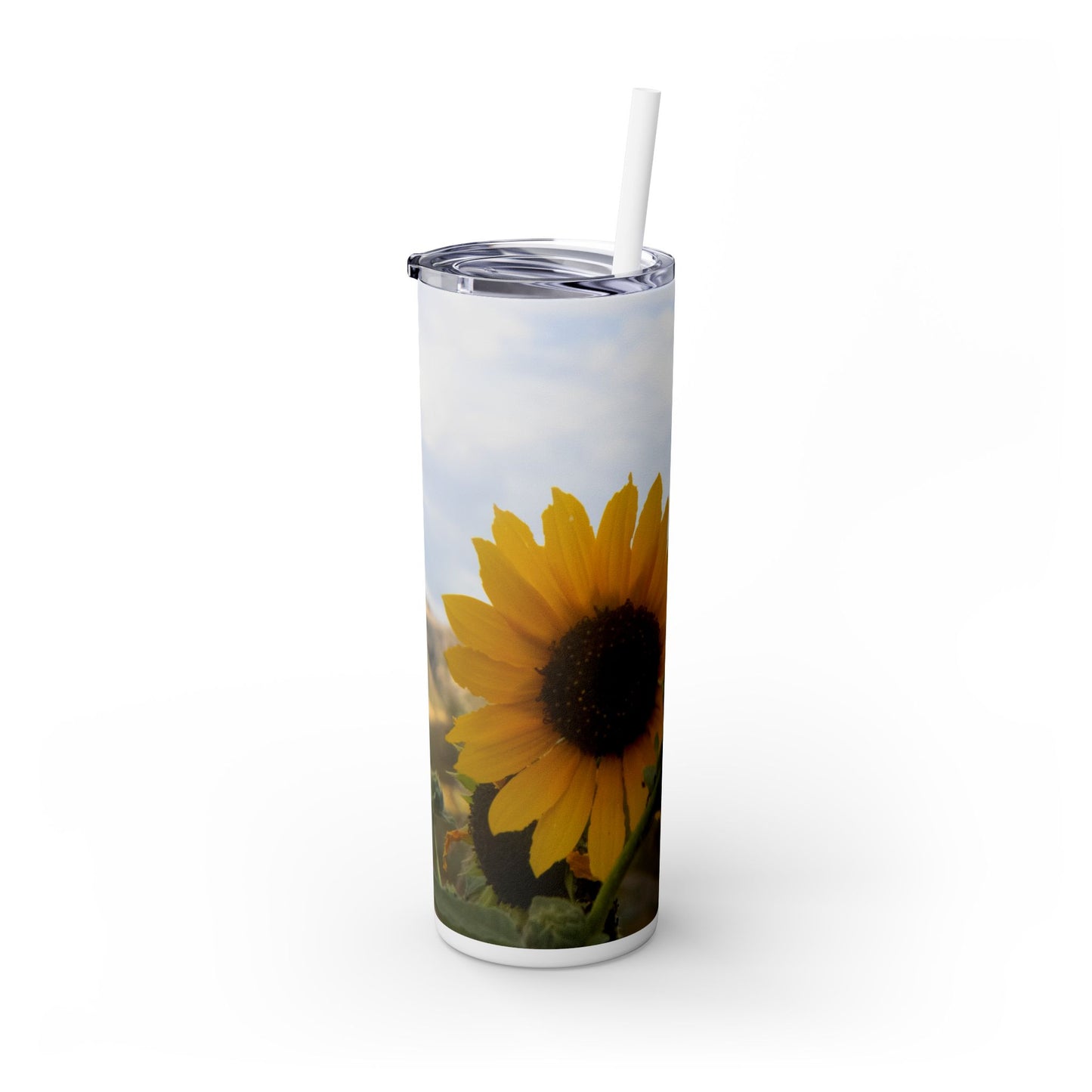 Sun Flowers Skinny Tumbler with Straw, 20oz