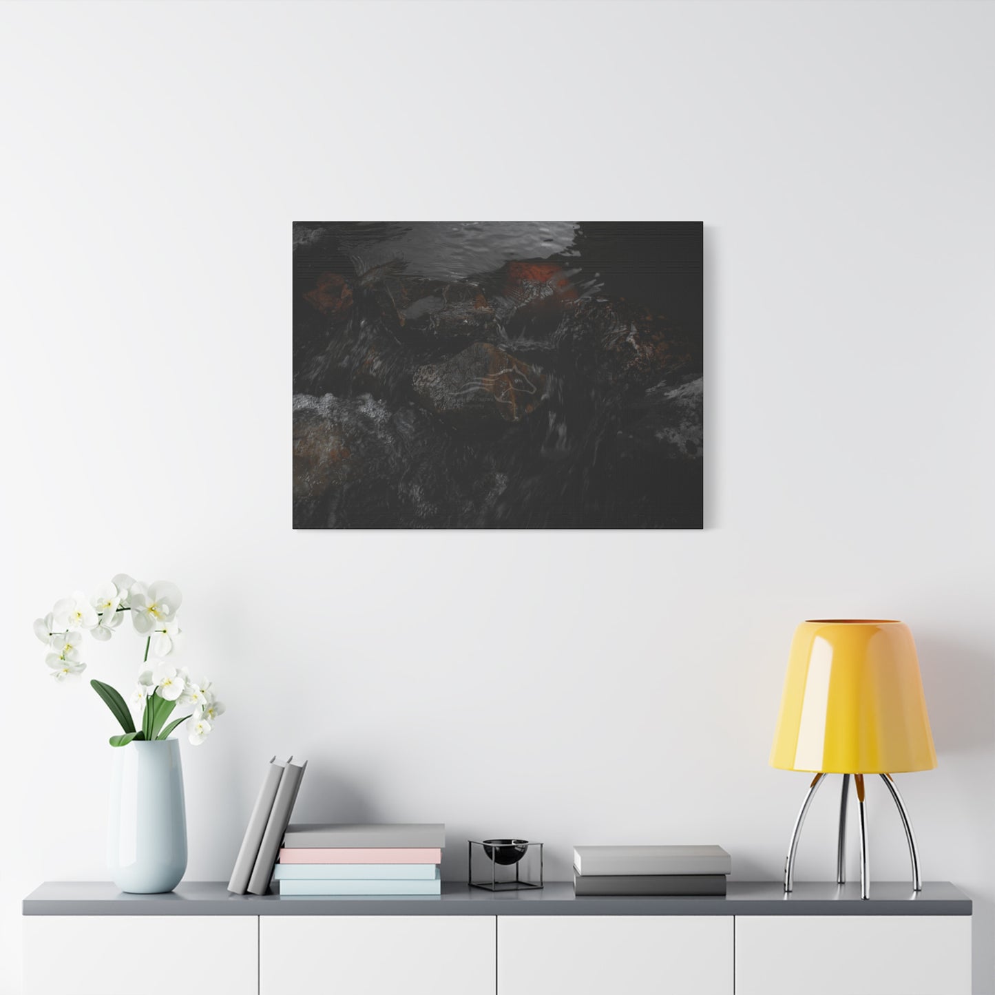 Dark Water Rocks Canvas