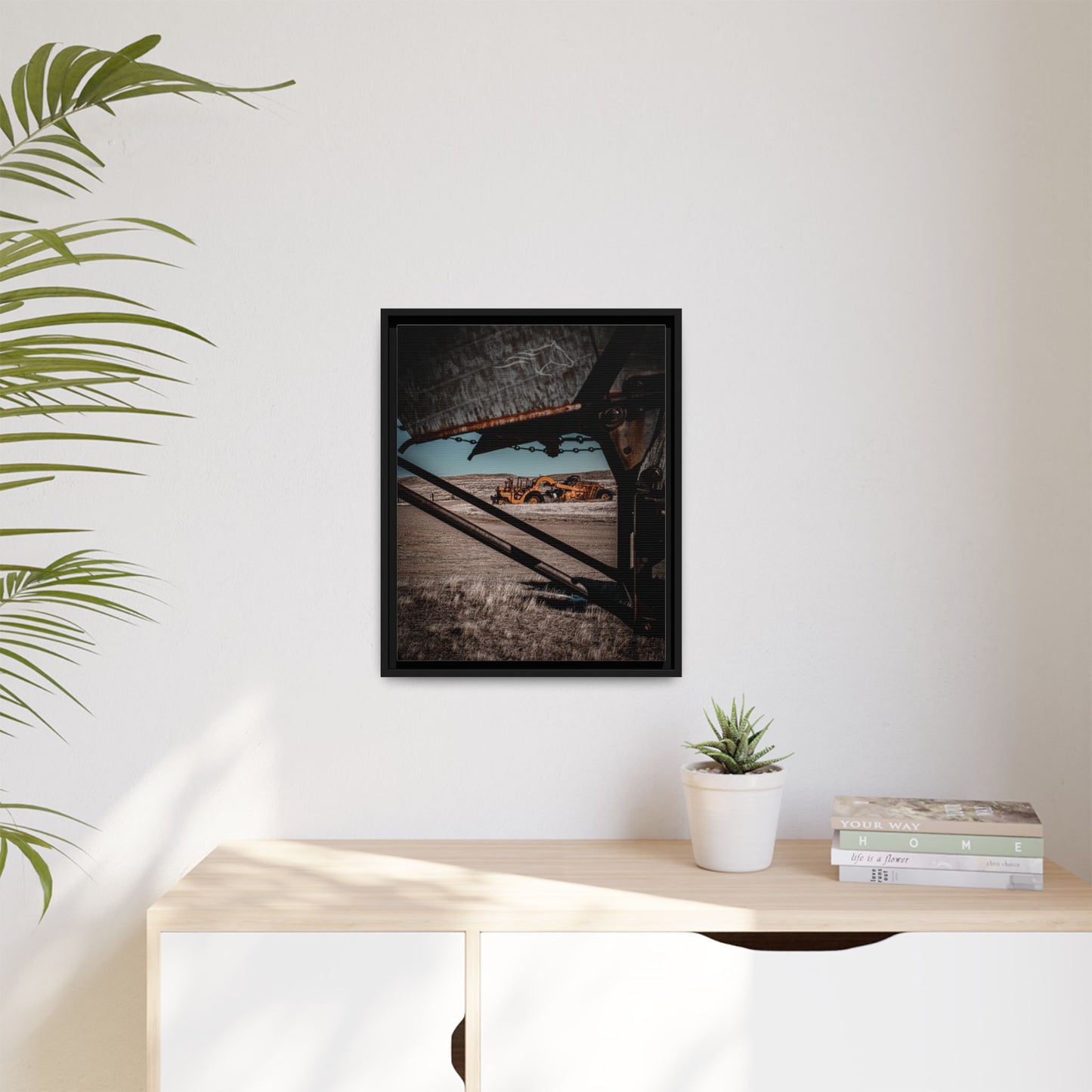 Rustic Yellow John Deer Framed Canvas