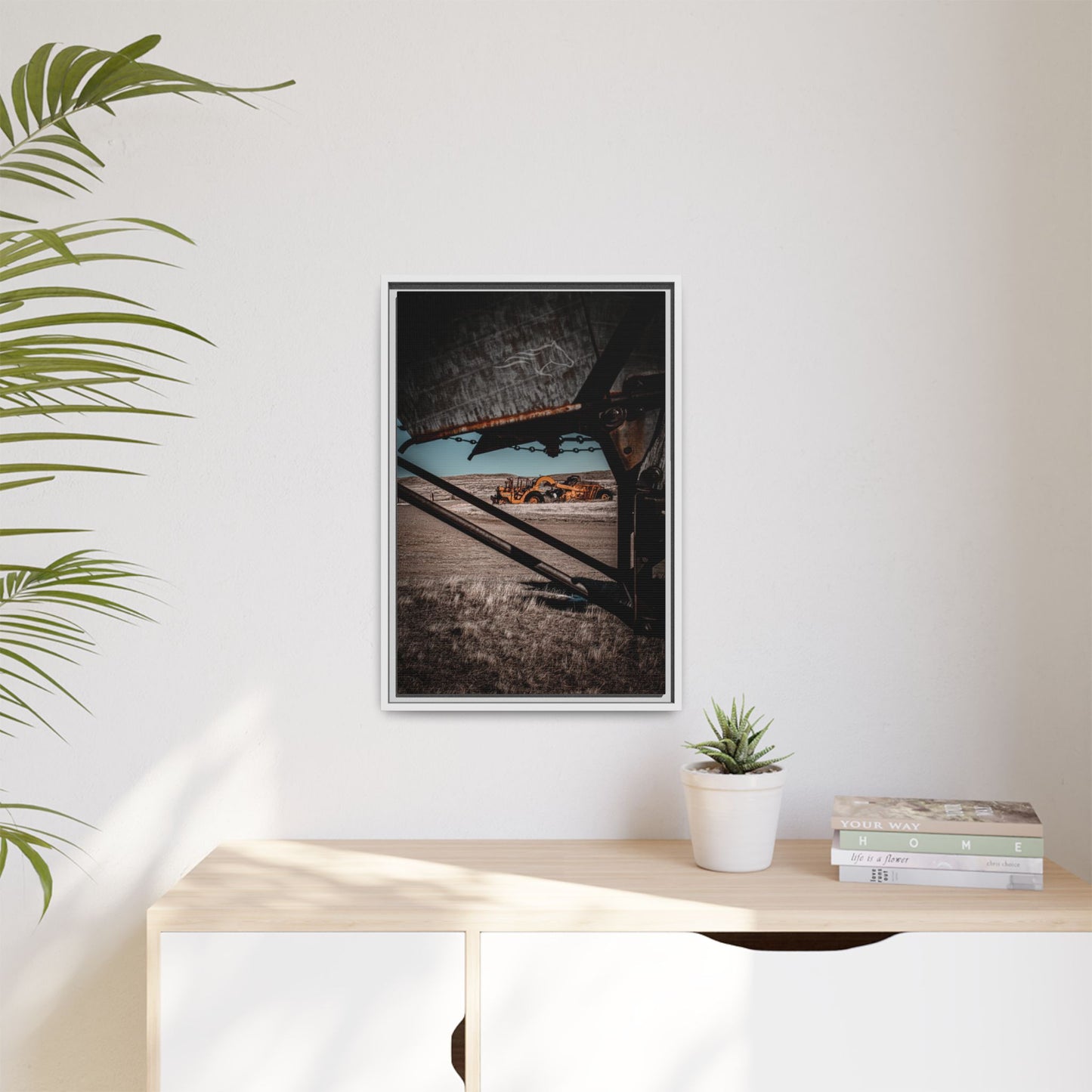 Rustic Yellow John Deer Framed Canvas
