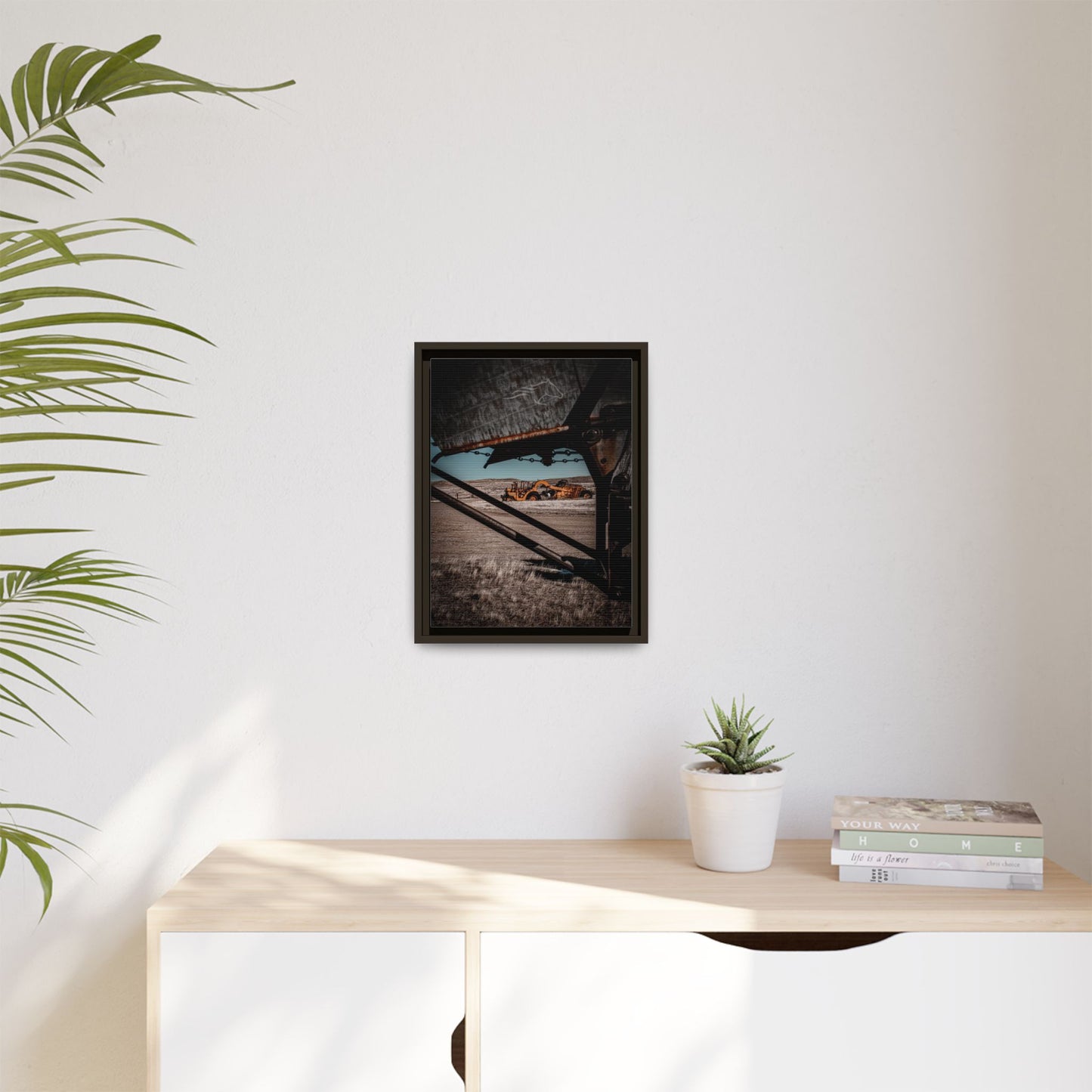 Rustic Yellow John Deer Framed Canvas