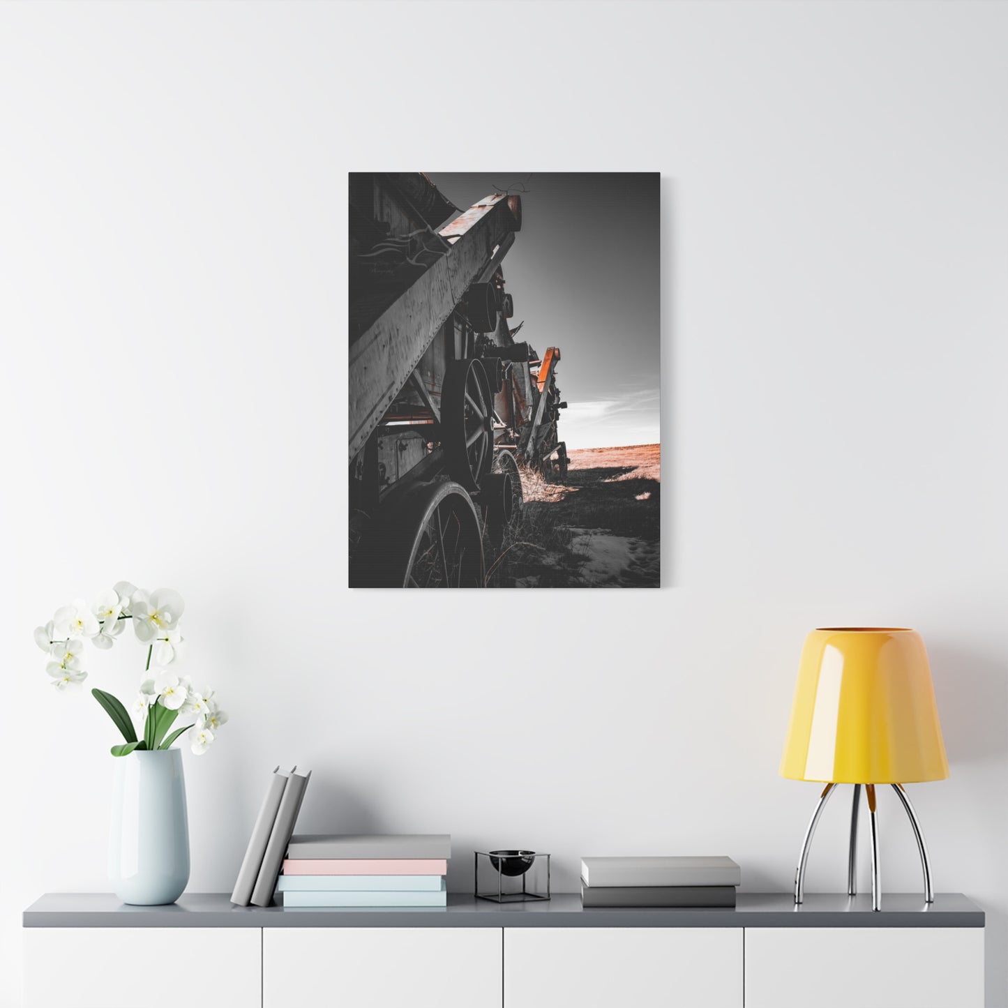 Black and Rusty Farm Equipment Canvas