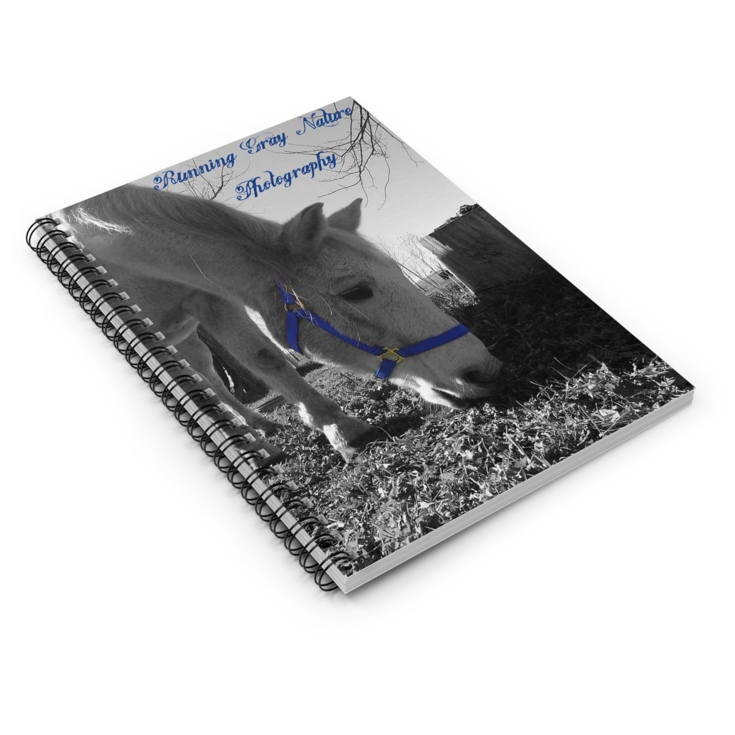 Running Gray Nature Photography Merch Spiral Notebook - Ruled Line