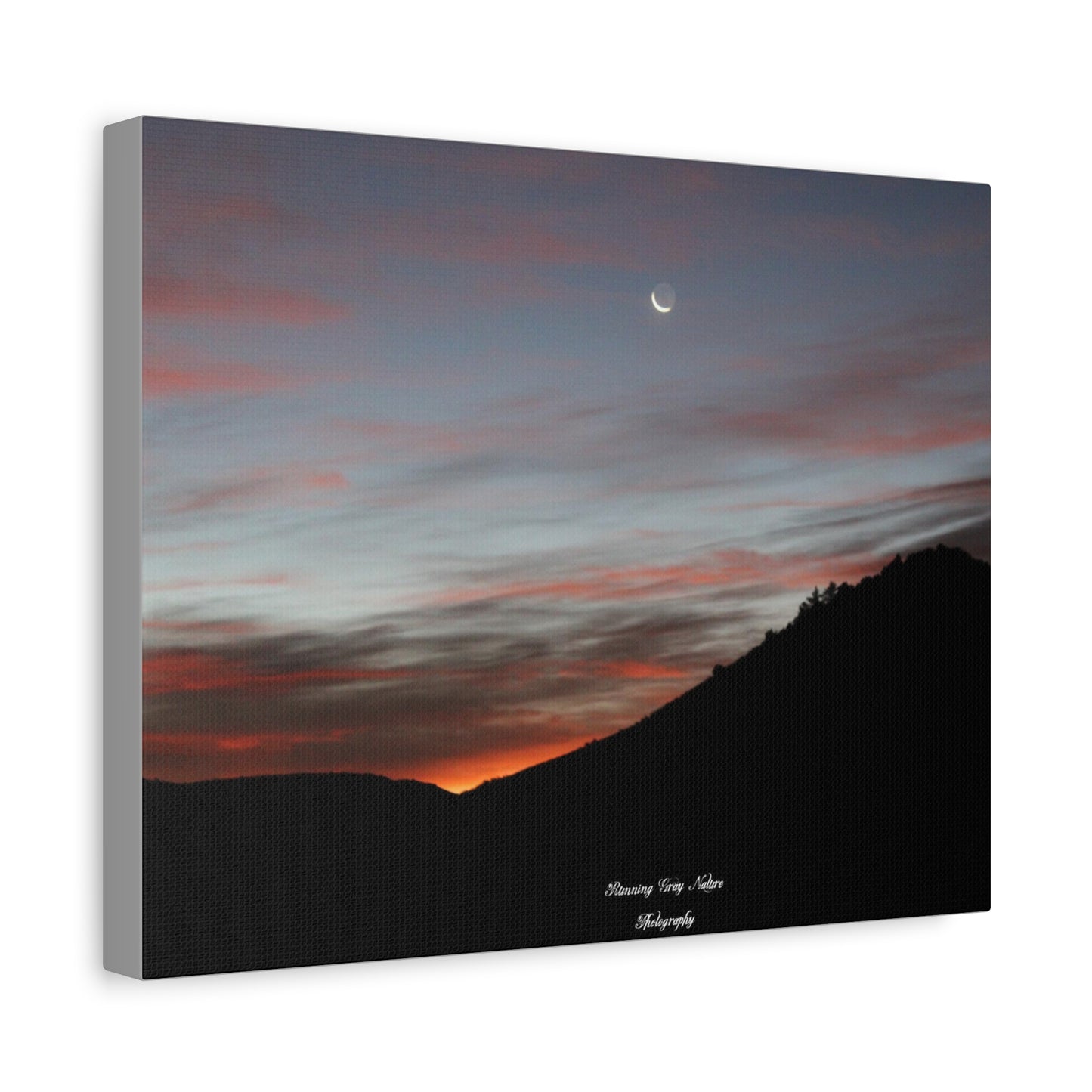 Christmas Tree Hill with the Sunrise and the Moon Canvas Matte Prints, Stretched, 1.25"