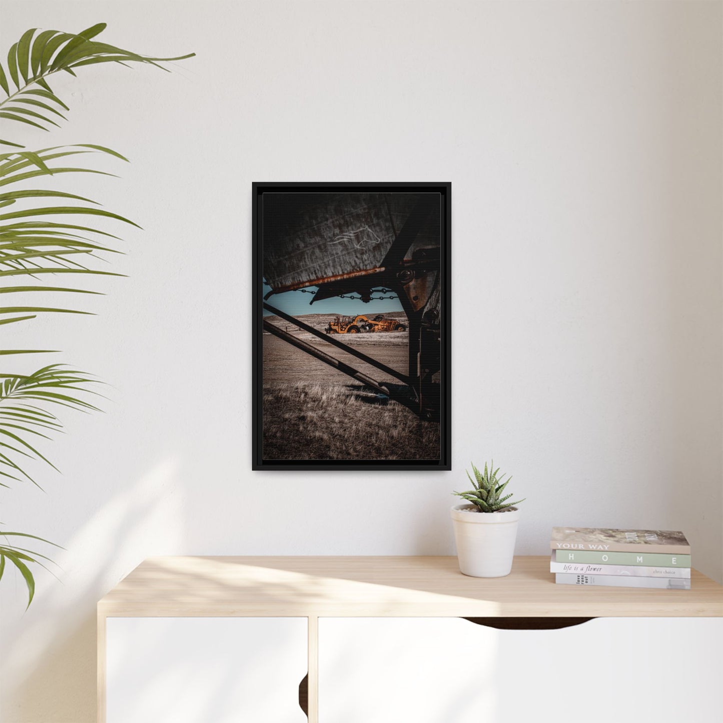 Rustic Yellow John Deer Framed Canvas