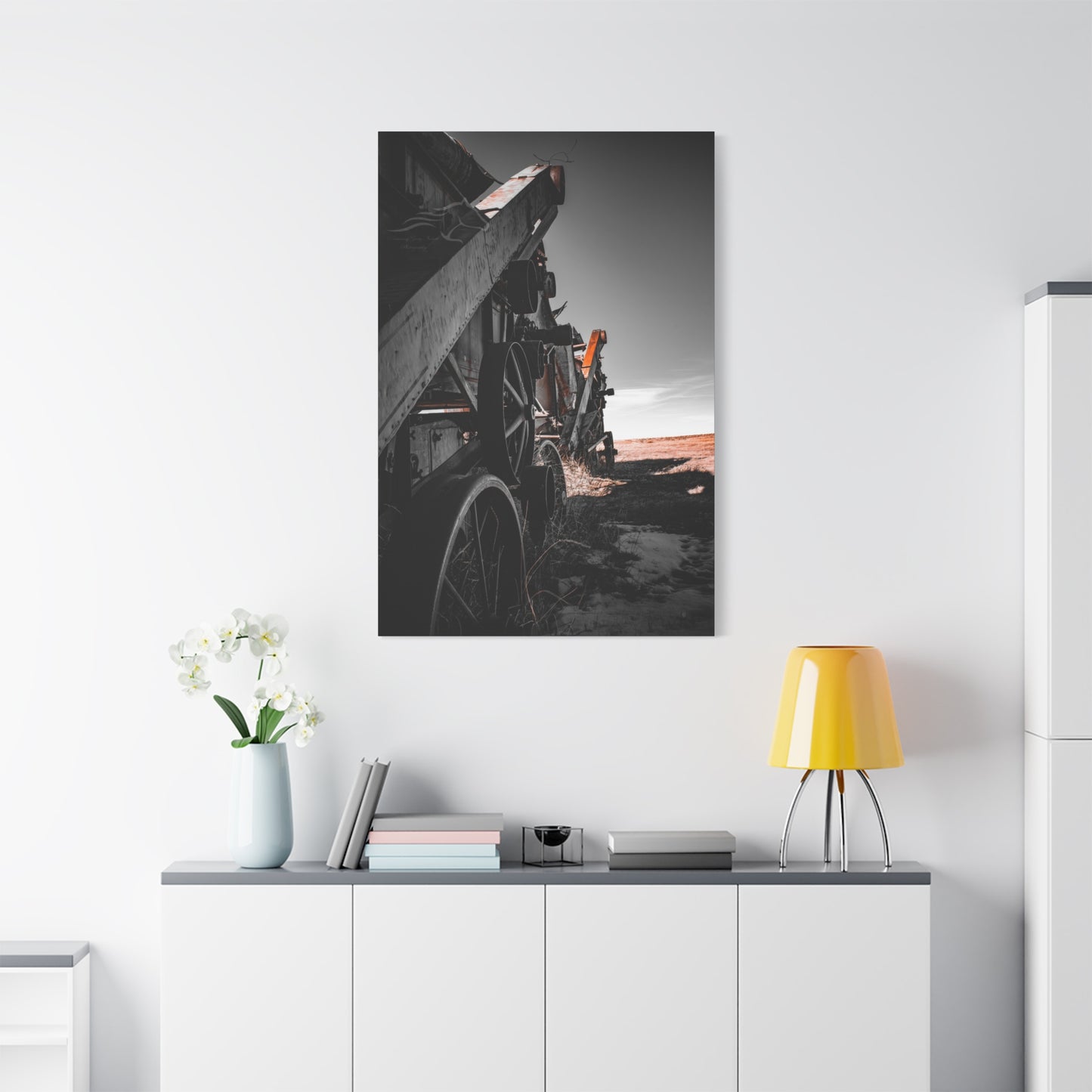 Black and Rusty Farm Equipment Canvas