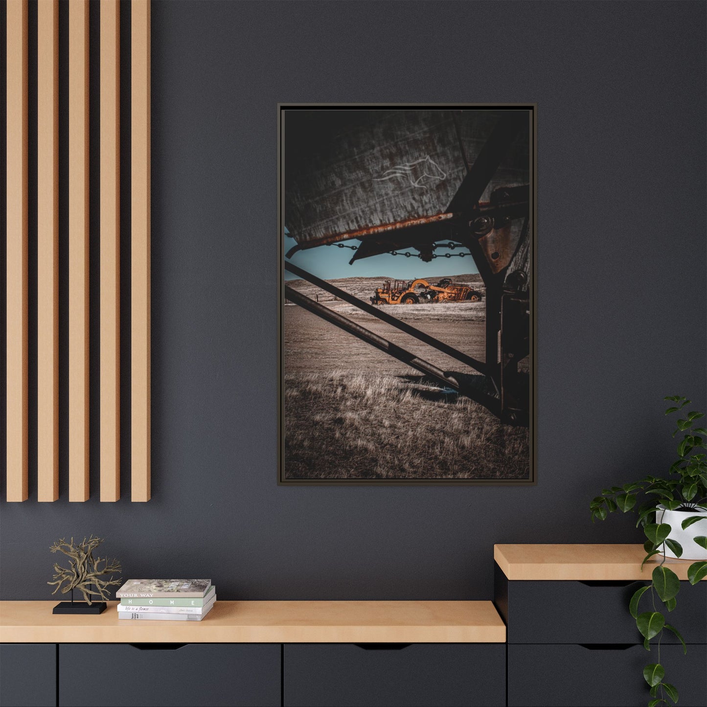 Rustic Yellow John Deer Framed Canvas