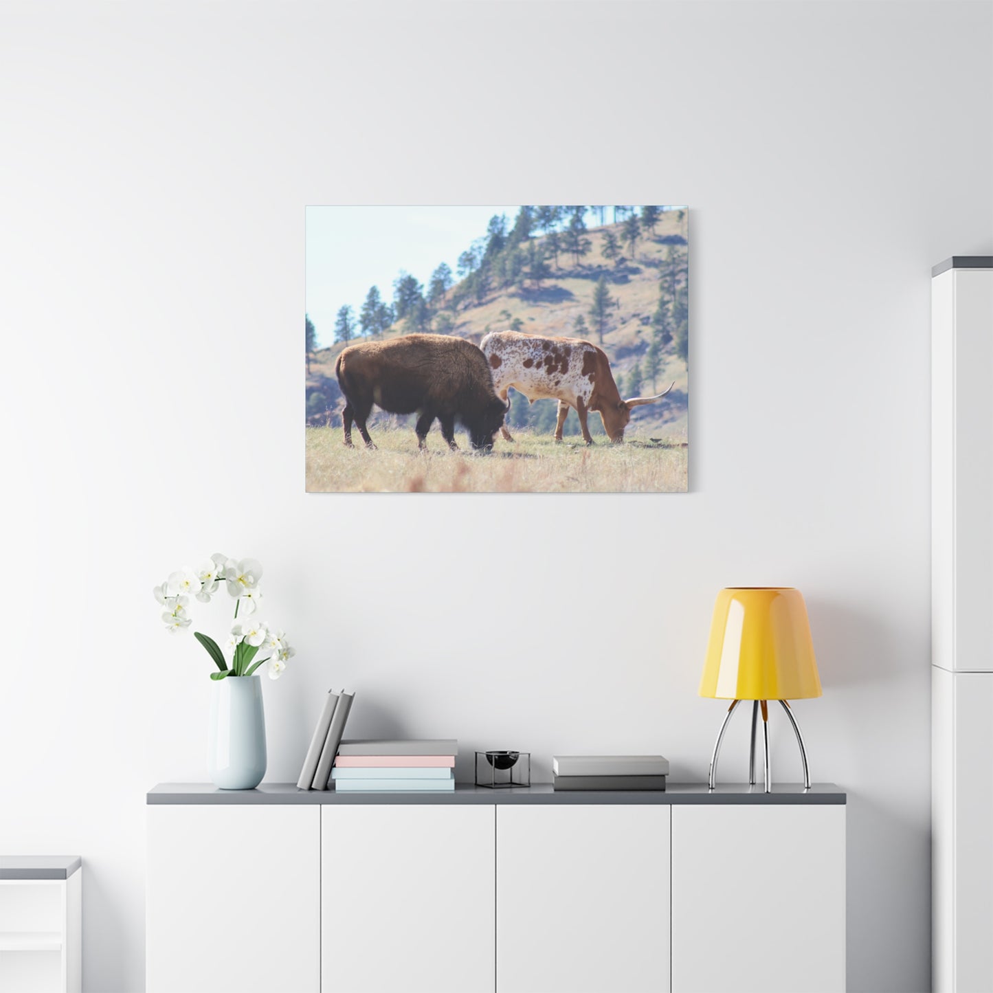 Long Horn and Buffalo Canvas