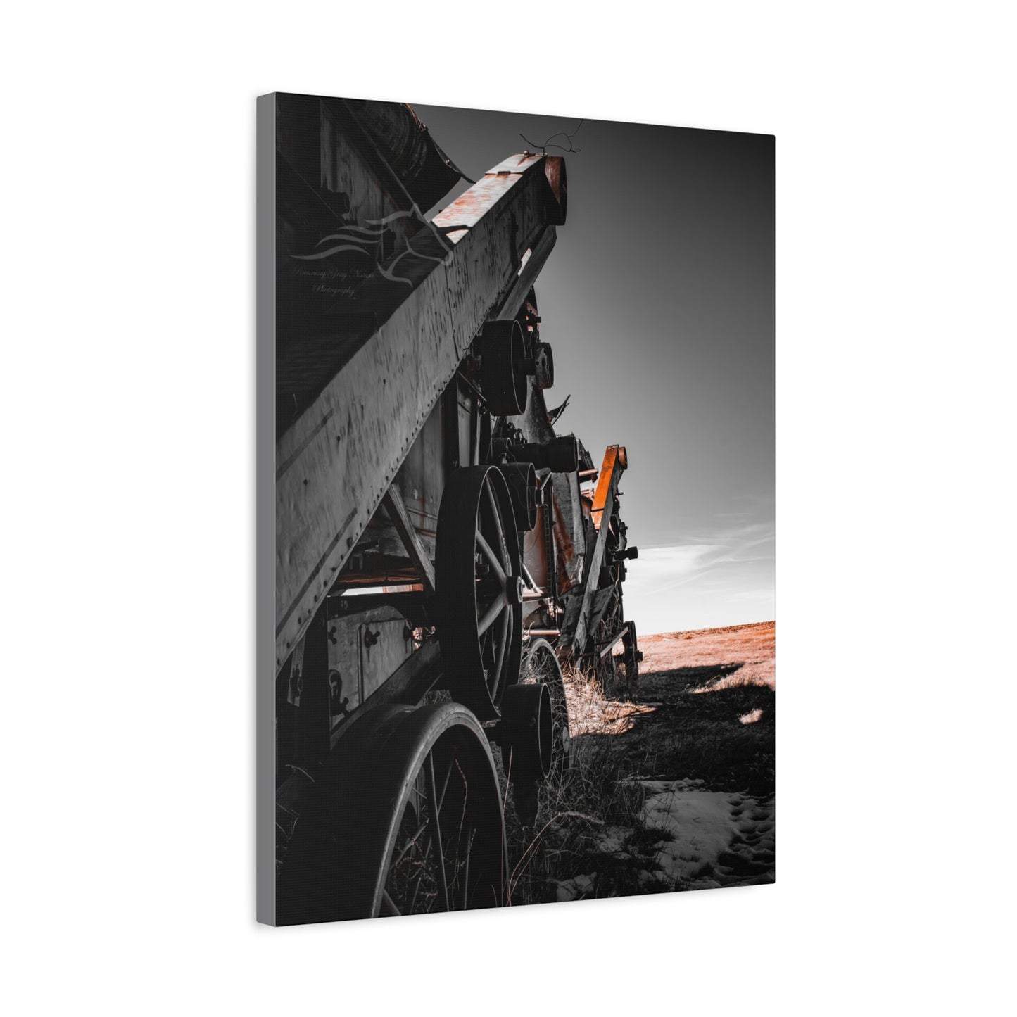 Black and Rusty Farm Equipment Canvas
