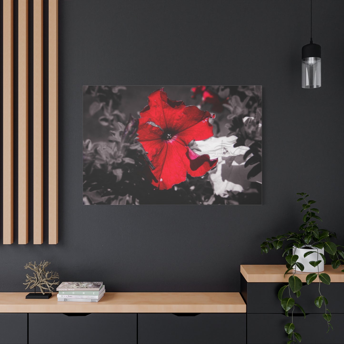 Black and Red Flower Canvas