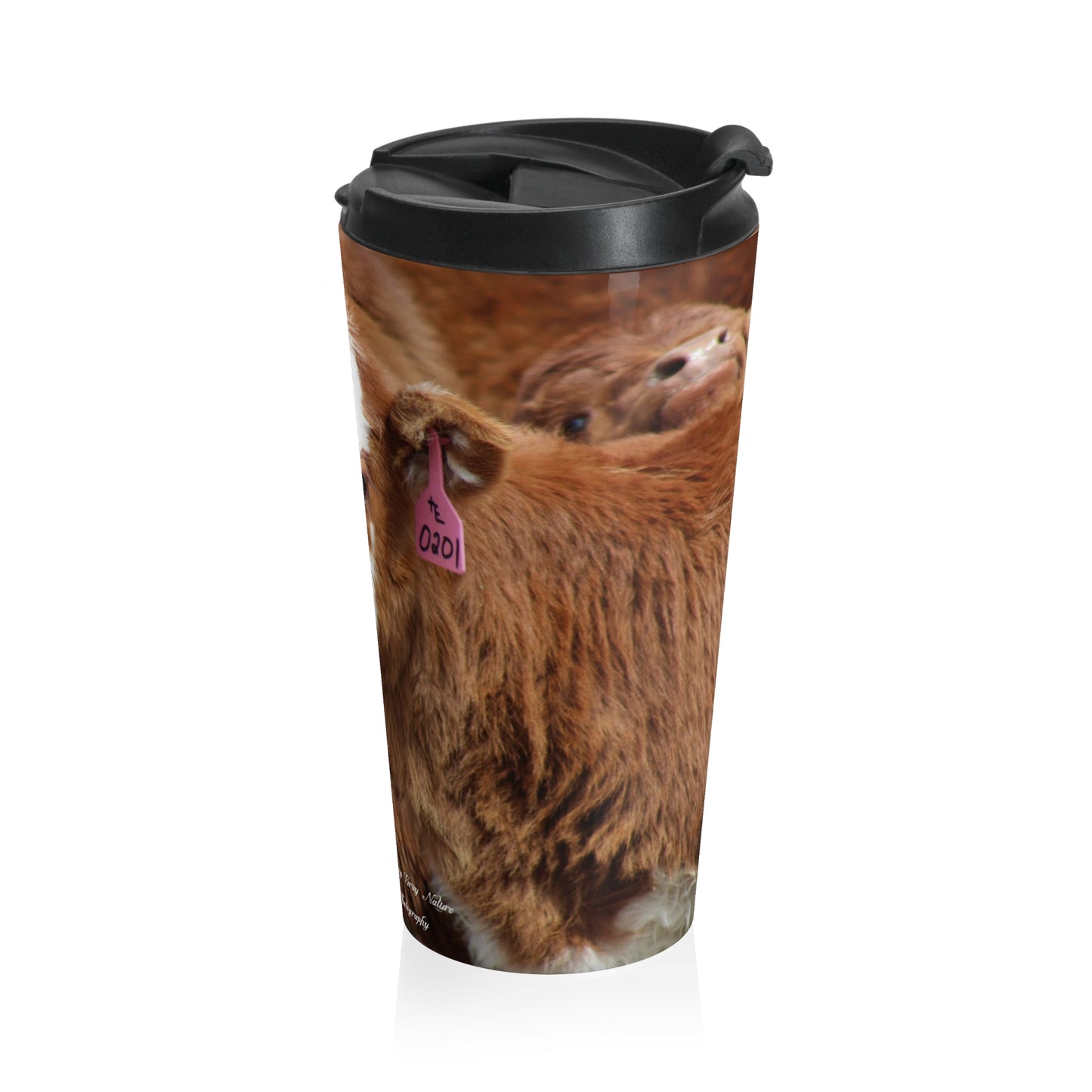 Red, White-Faced Calf Stainless Steel Travel Mug