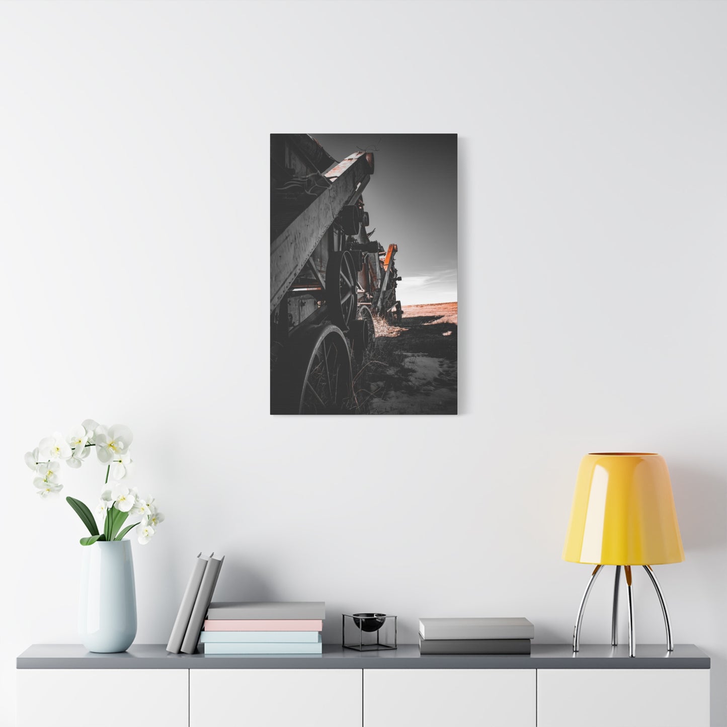 Black and Rusty Farm Equipment Canvas