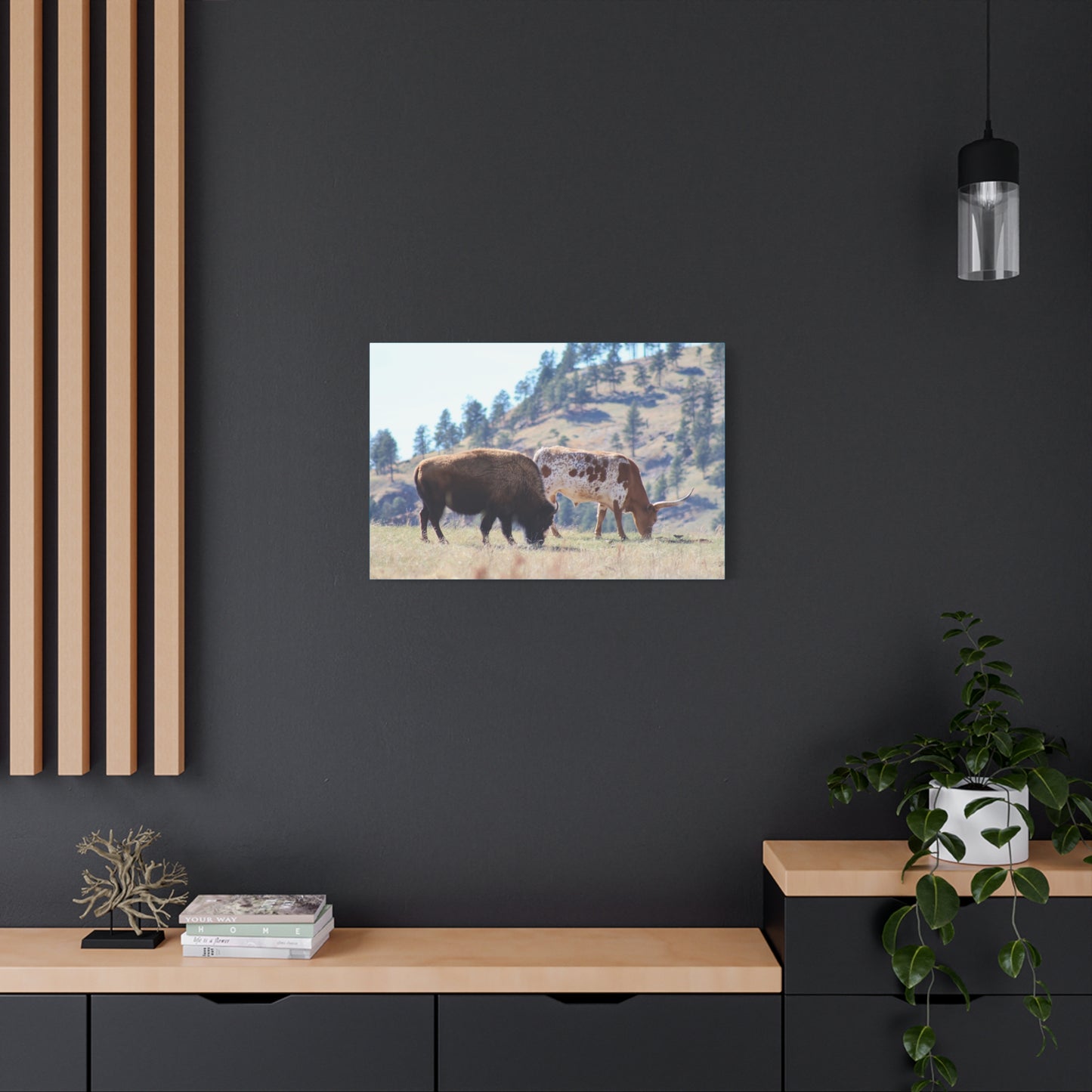 Long Horn and Buffalo Canvas