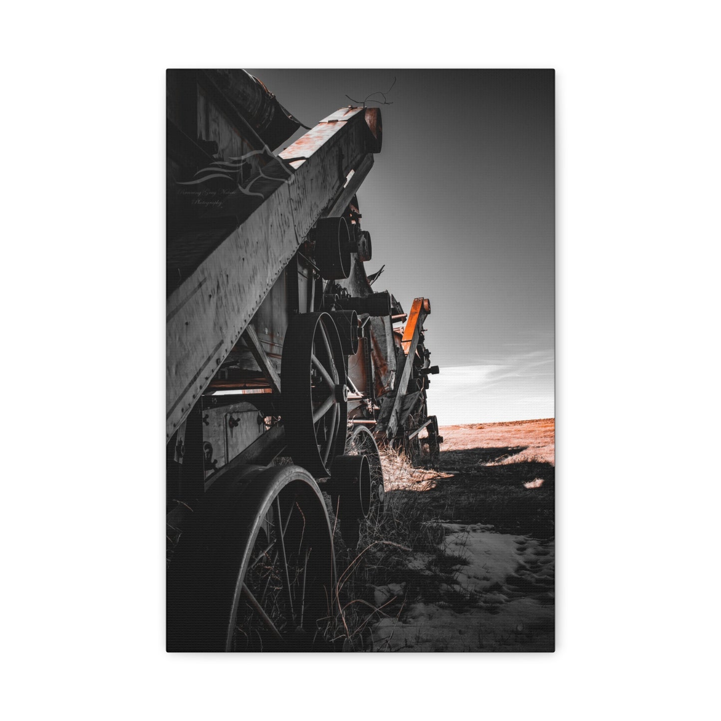 Black and Rusty Farm Equipment Canvas