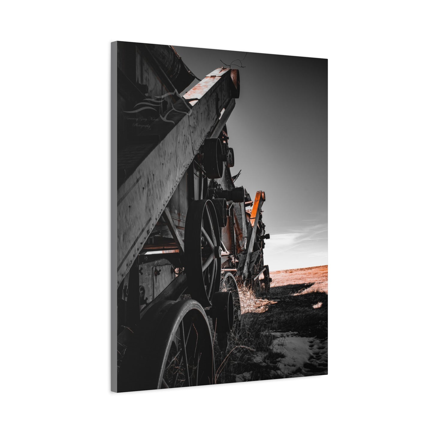 Black and Rusty Farm Equipment Canvas