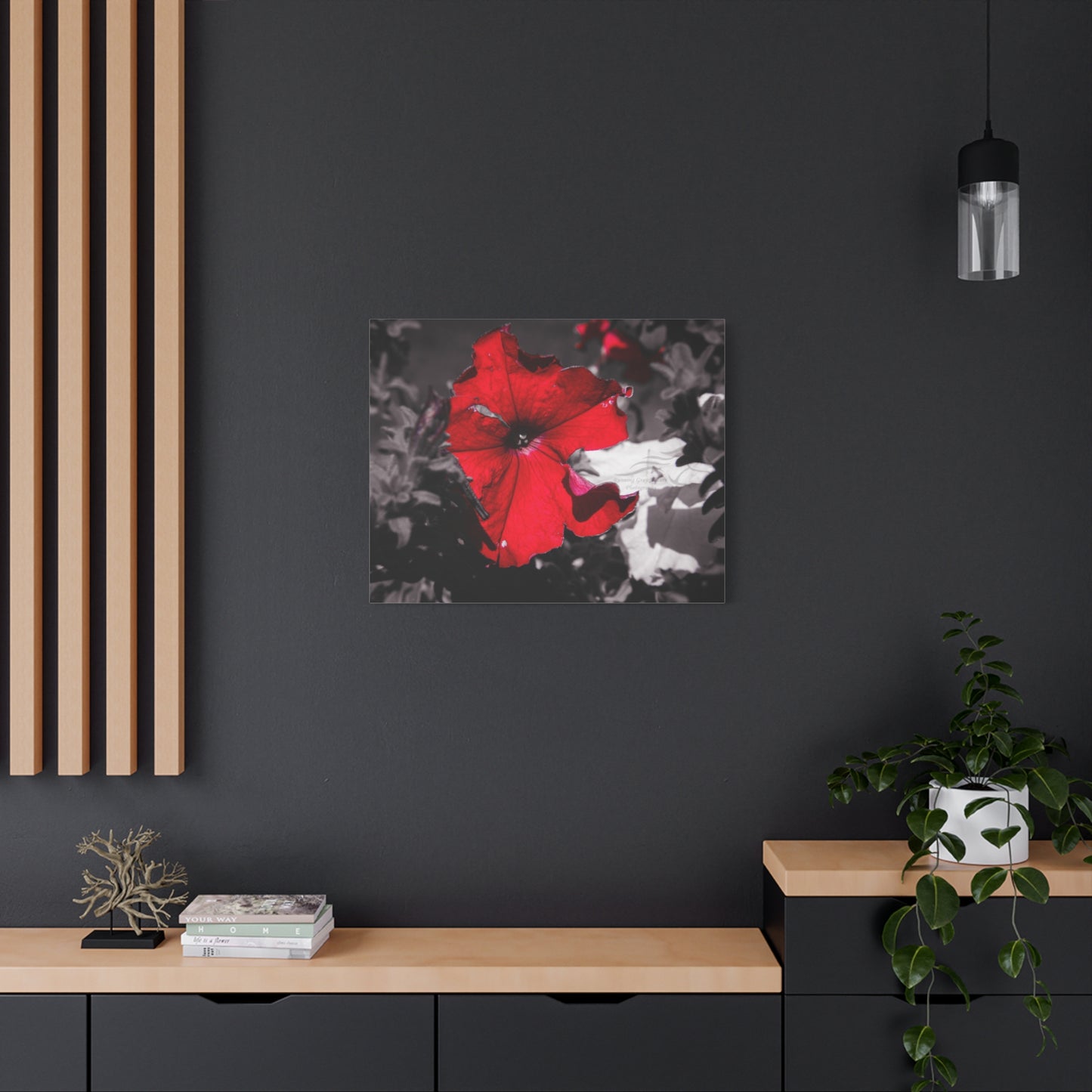 Black and Red Flower Canvas
