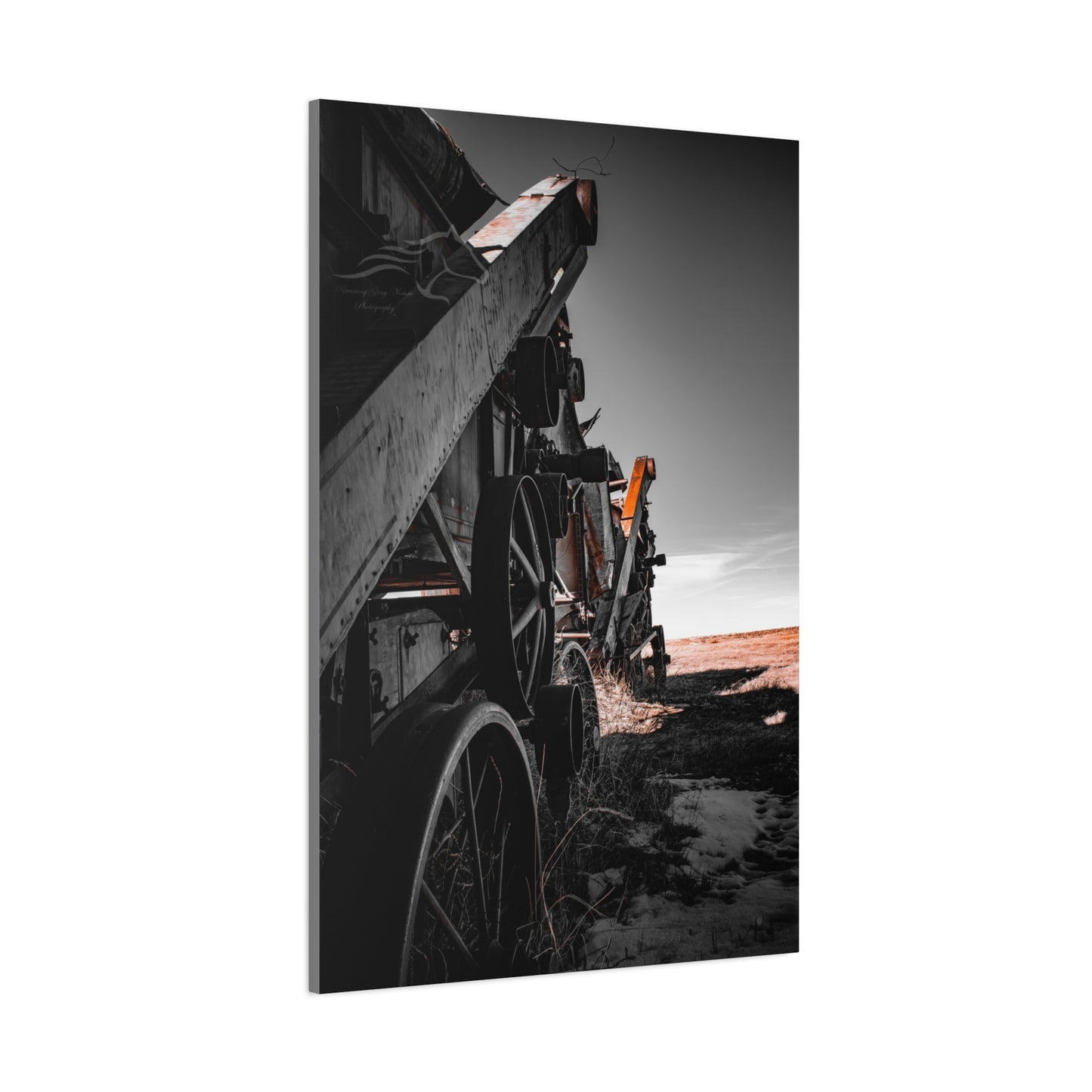 Black and Rusty Farm Equipment Canvas