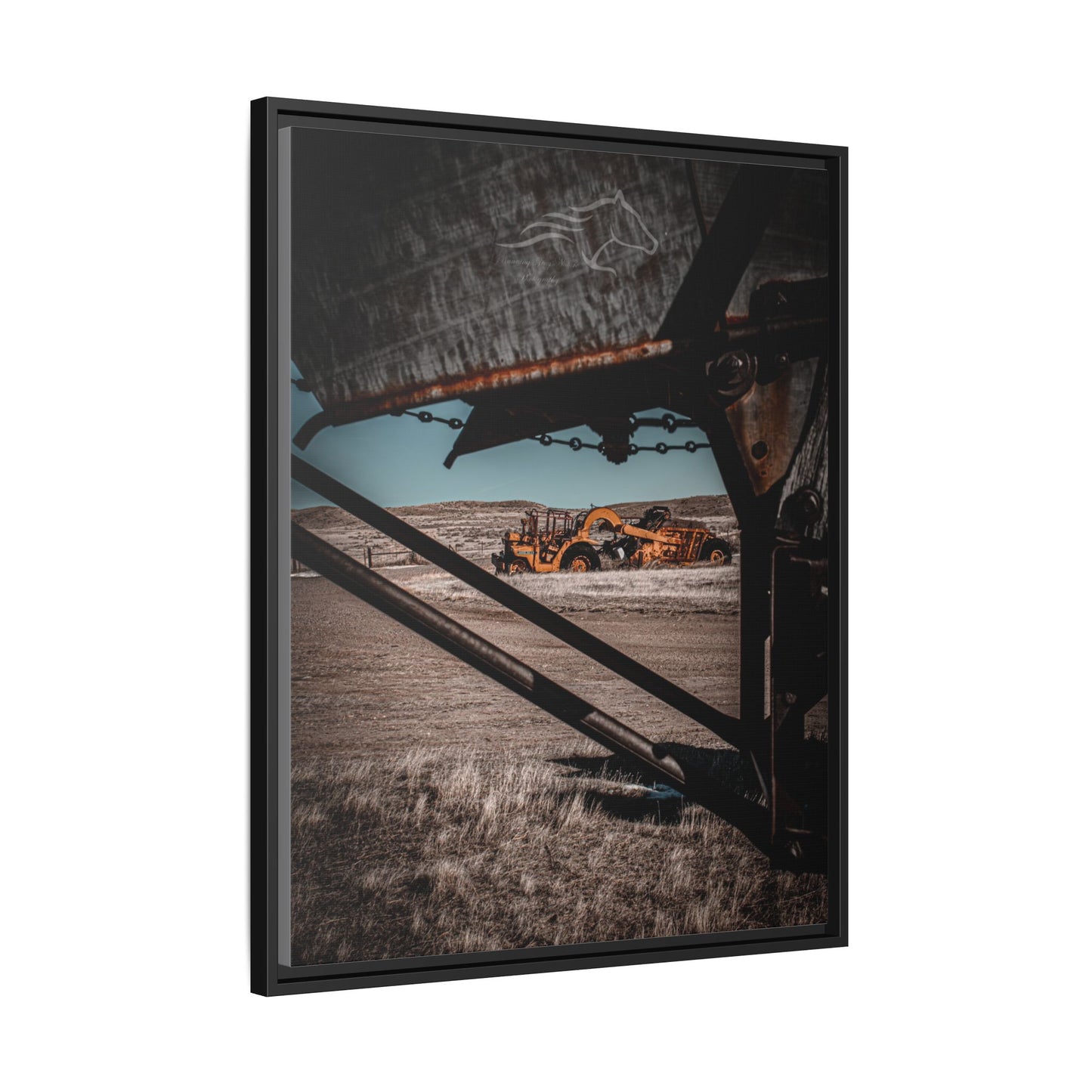 Rustic Yellow John Deer Framed Canvas