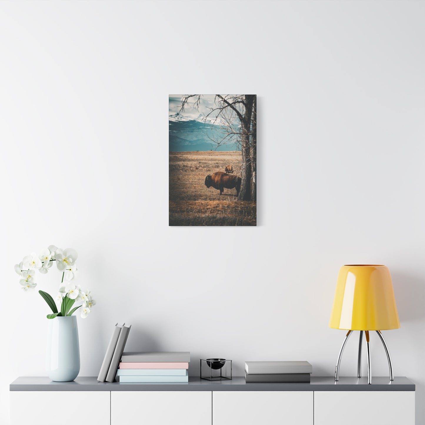 Rustic Bison Mountain Canvas
