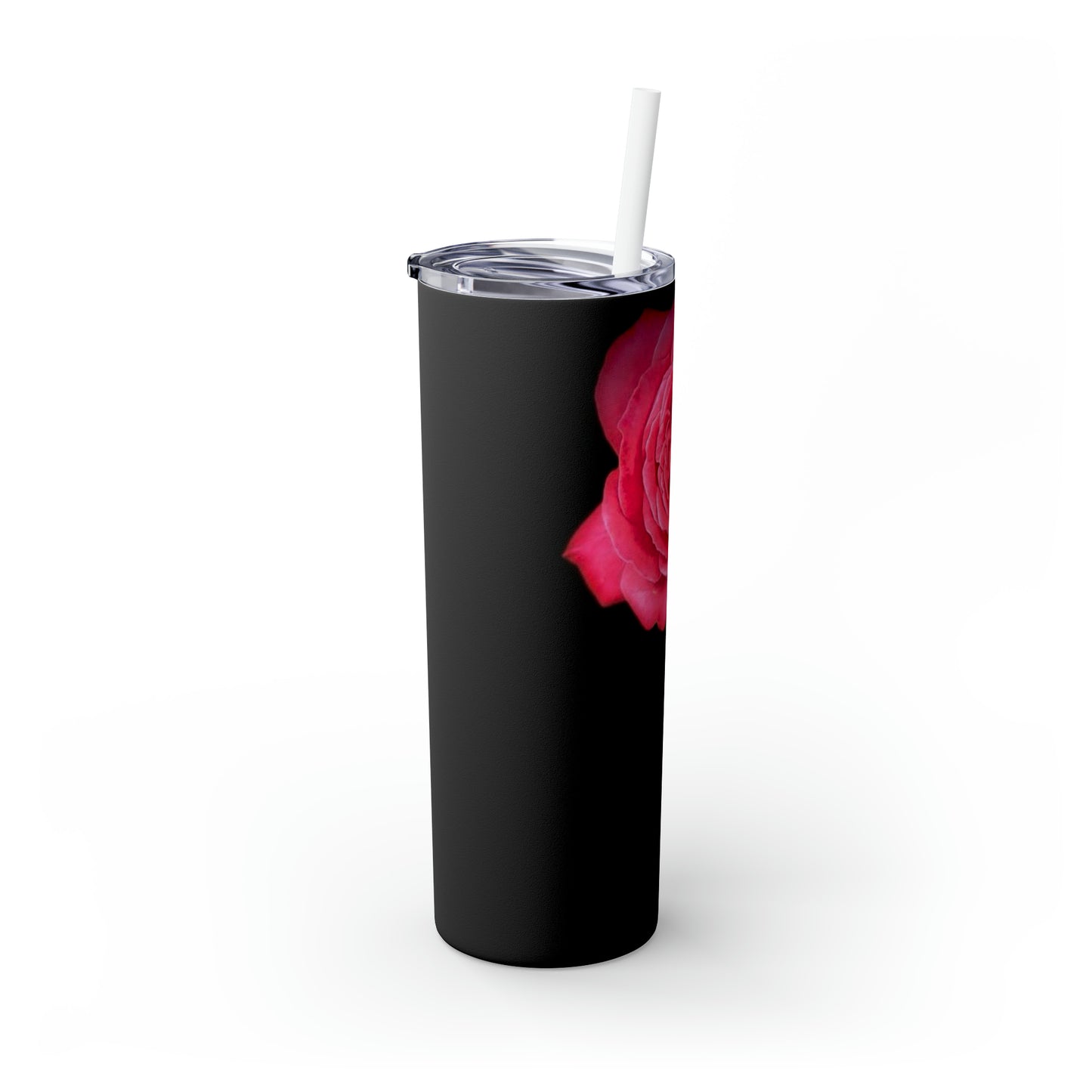 Pink Peace Rose Skinny Tumbler with Straw, 20oz