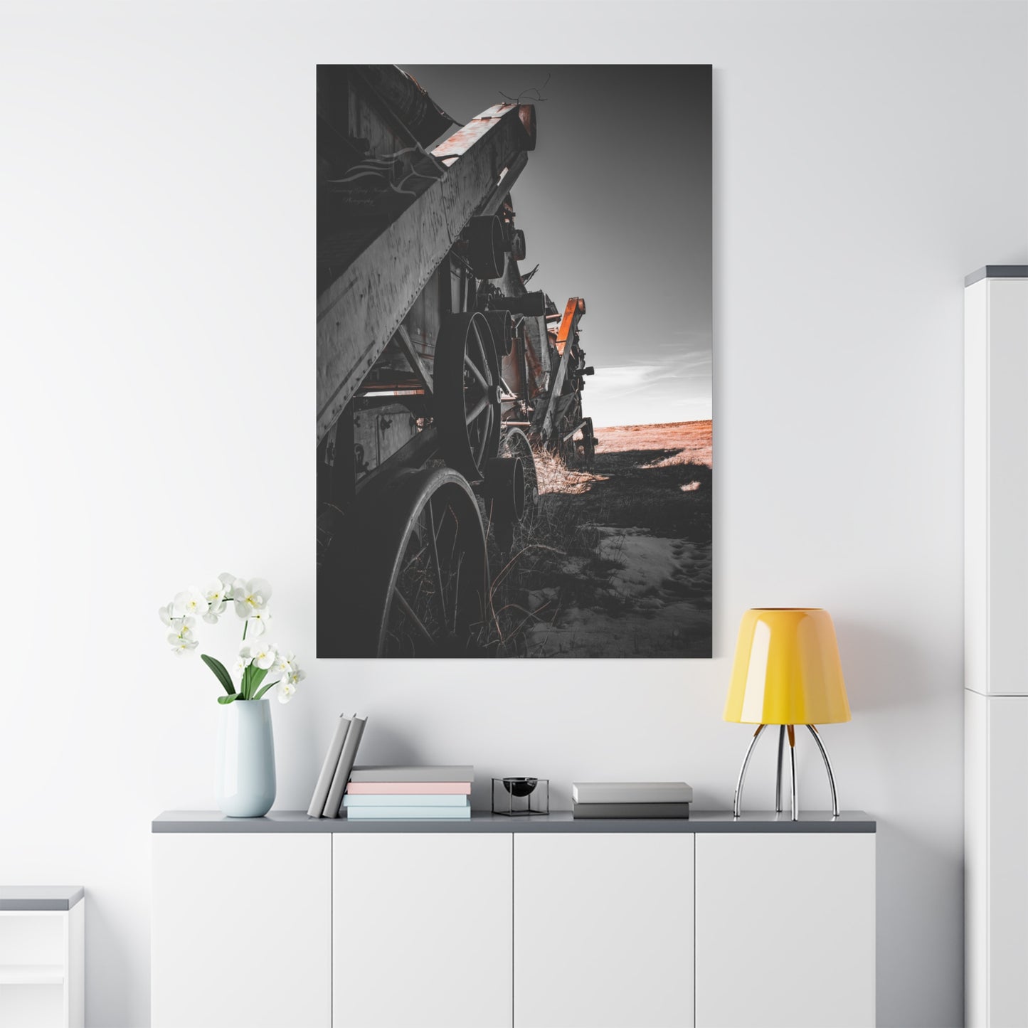 Black and Rusty Farm Equipment Canvas