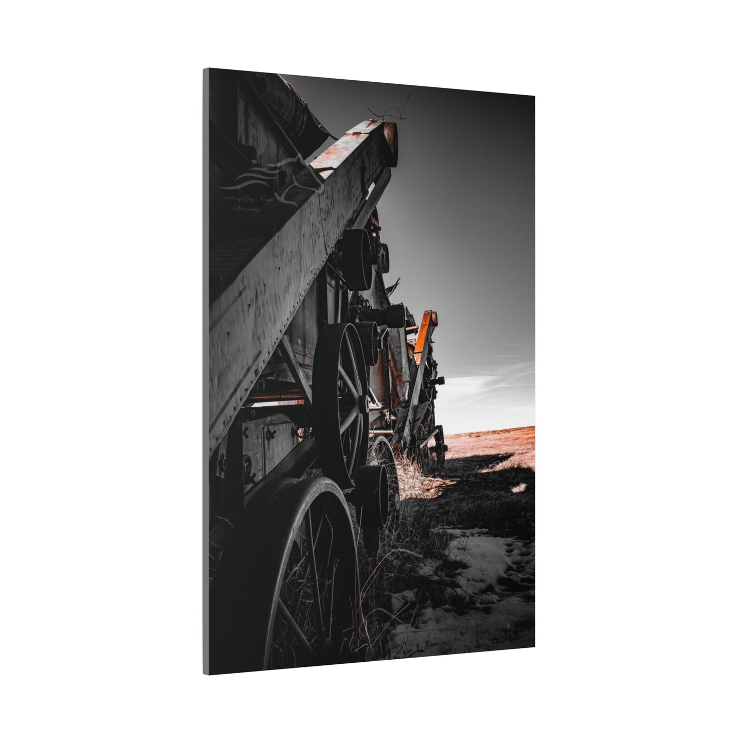 Black and Rusty Farm Equipment Canvas