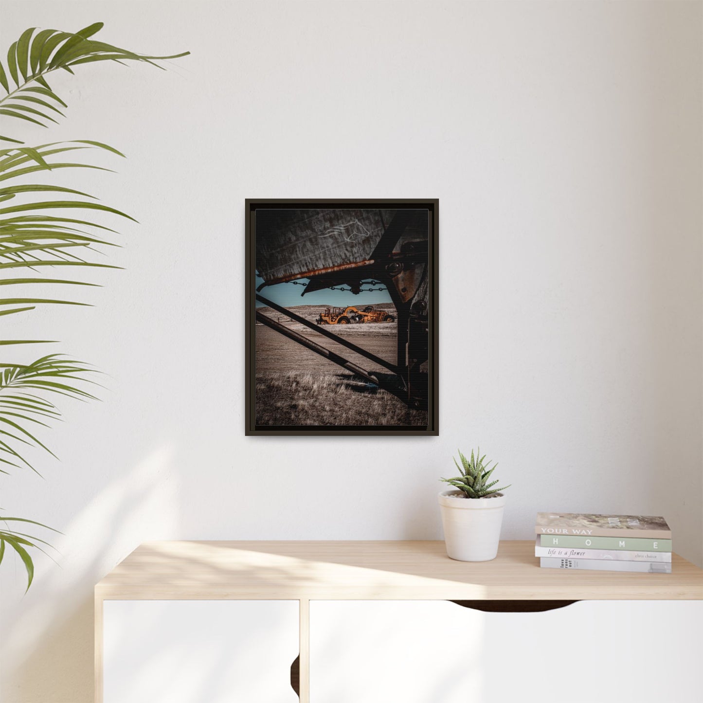 Rustic Yellow John Deer Framed Canvas