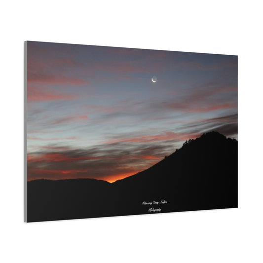 Christmas Tree Hill with the Sunrise and the Moon Canvas Matte Prints, Stretched, 1.25"