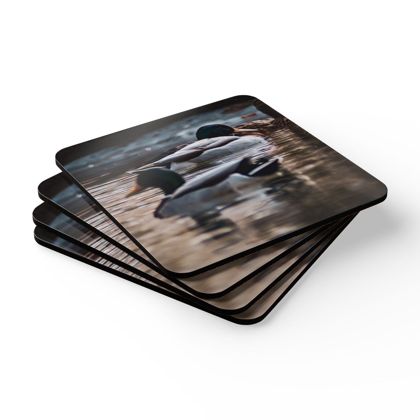Mallard Duck Corkwood Coaster Set