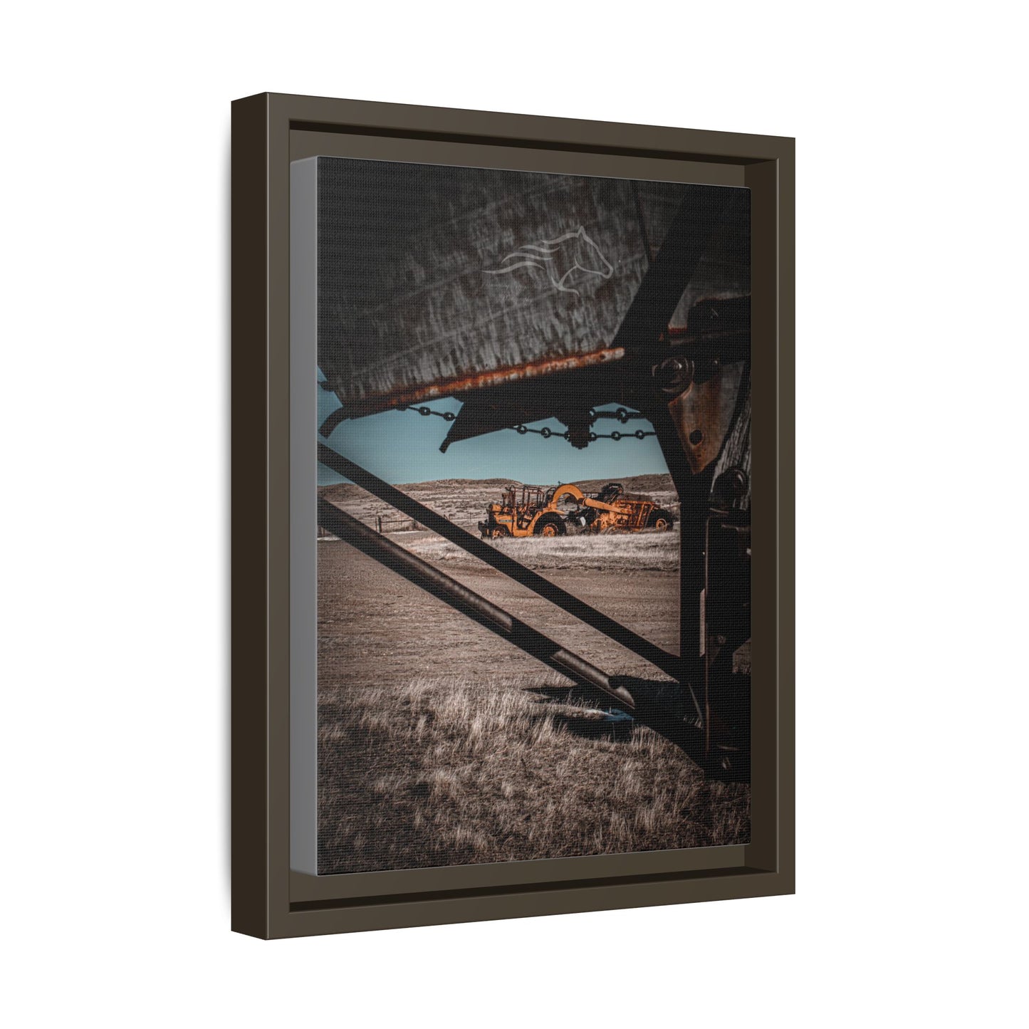 Rustic Yellow John Deer Framed Canvas