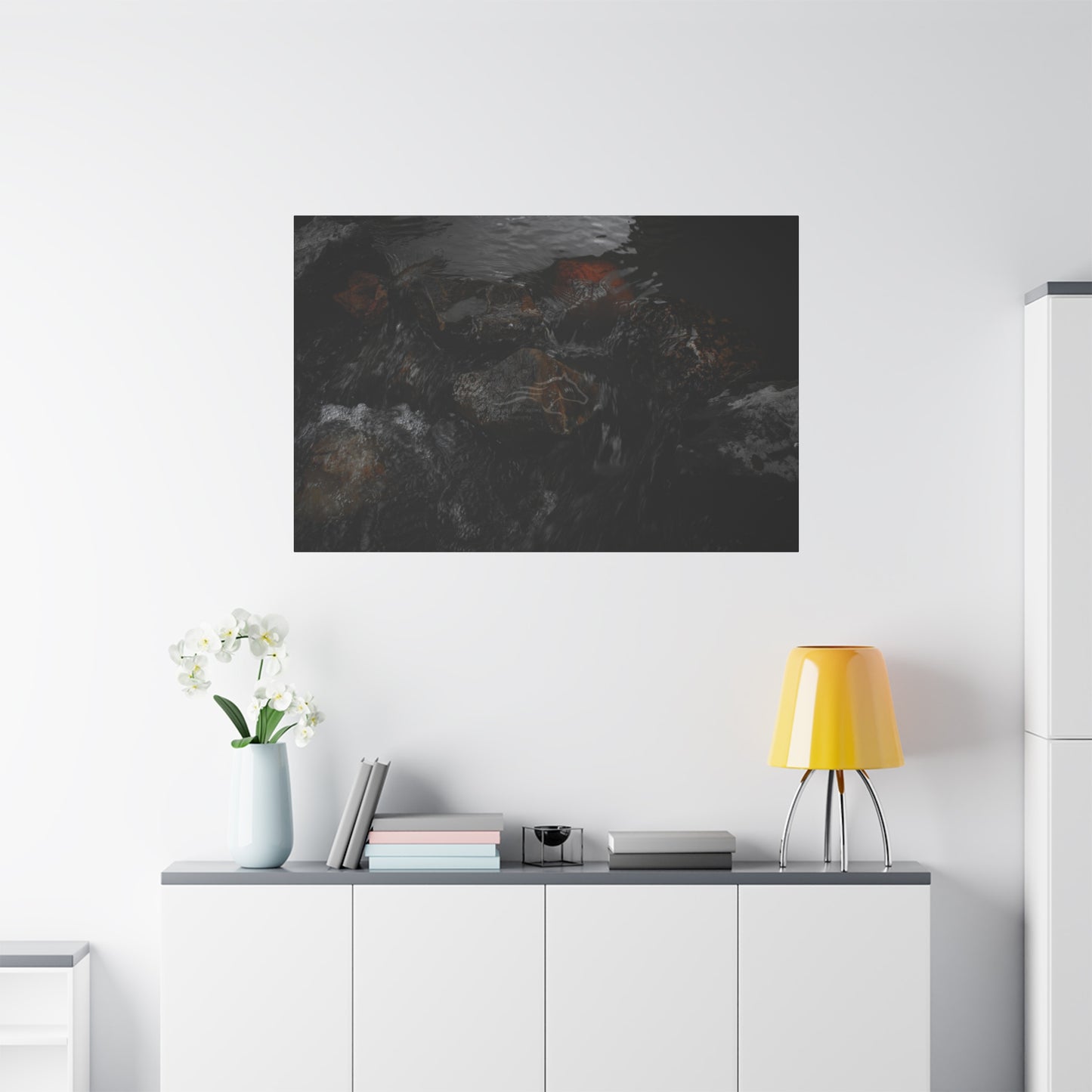 Dark Water Rocks Canvas