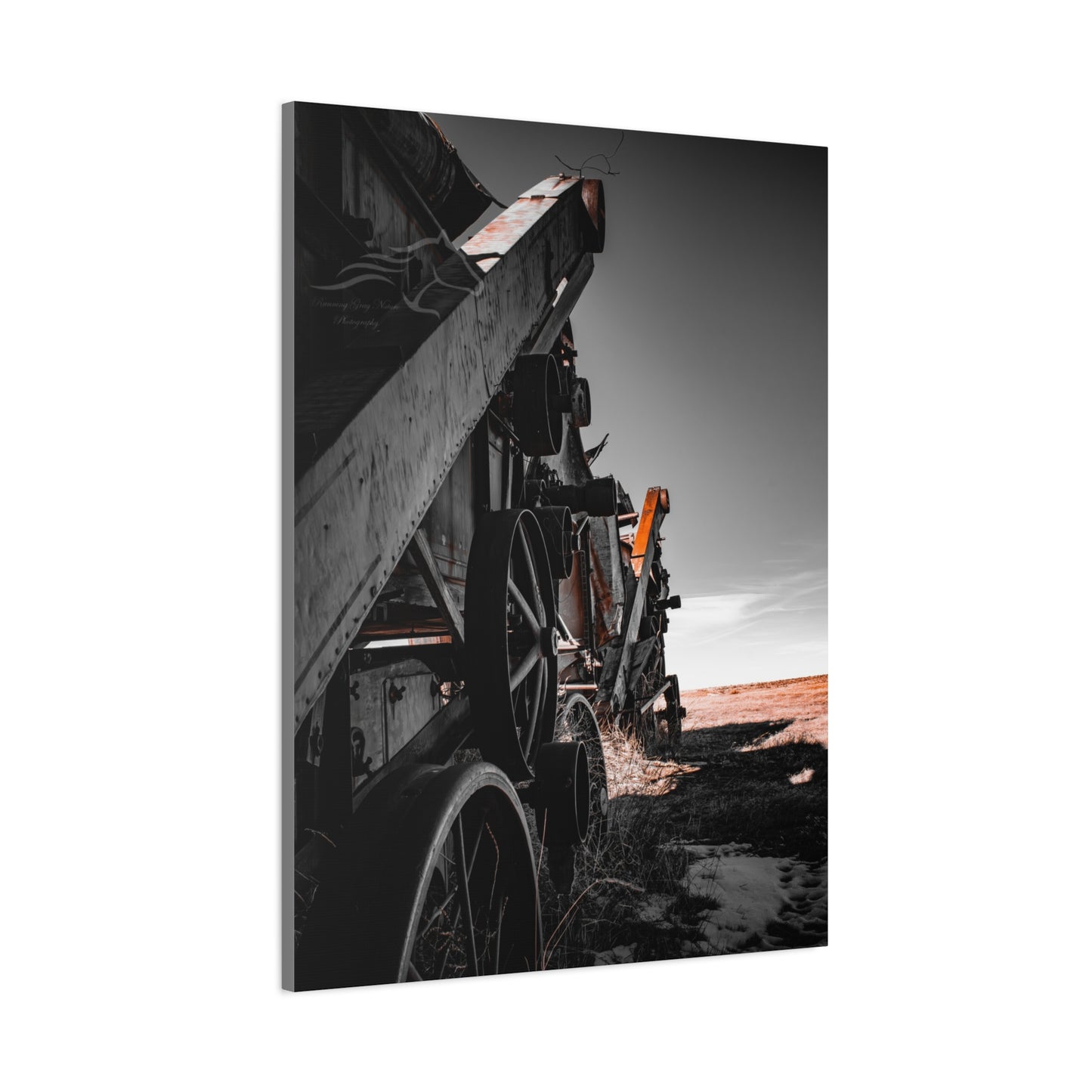 Black and Rusty Farm Equipment Canvas
