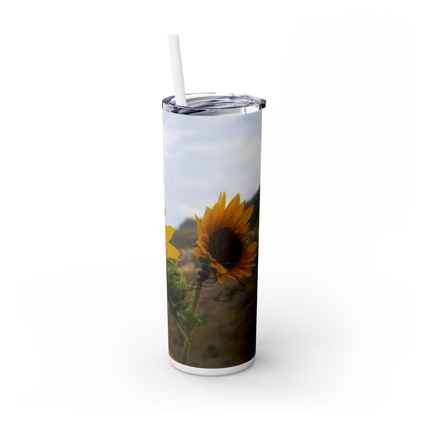 Sun Flowers Skinny Tumbler with Straw, 20oz