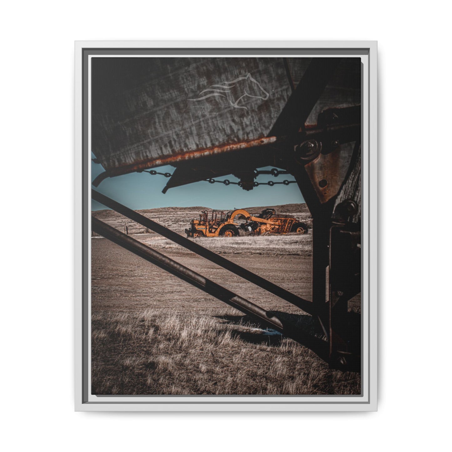 Rustic Yellow John Deer Framed Canvas