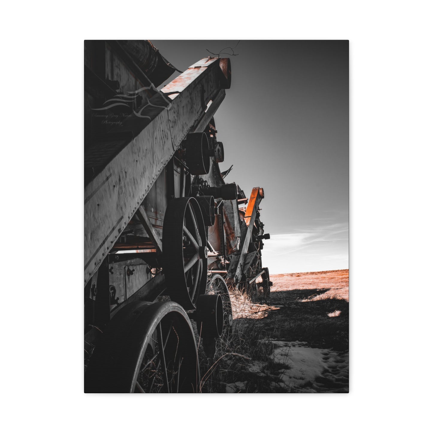 Black and Rusty Farm Equipment Canvas