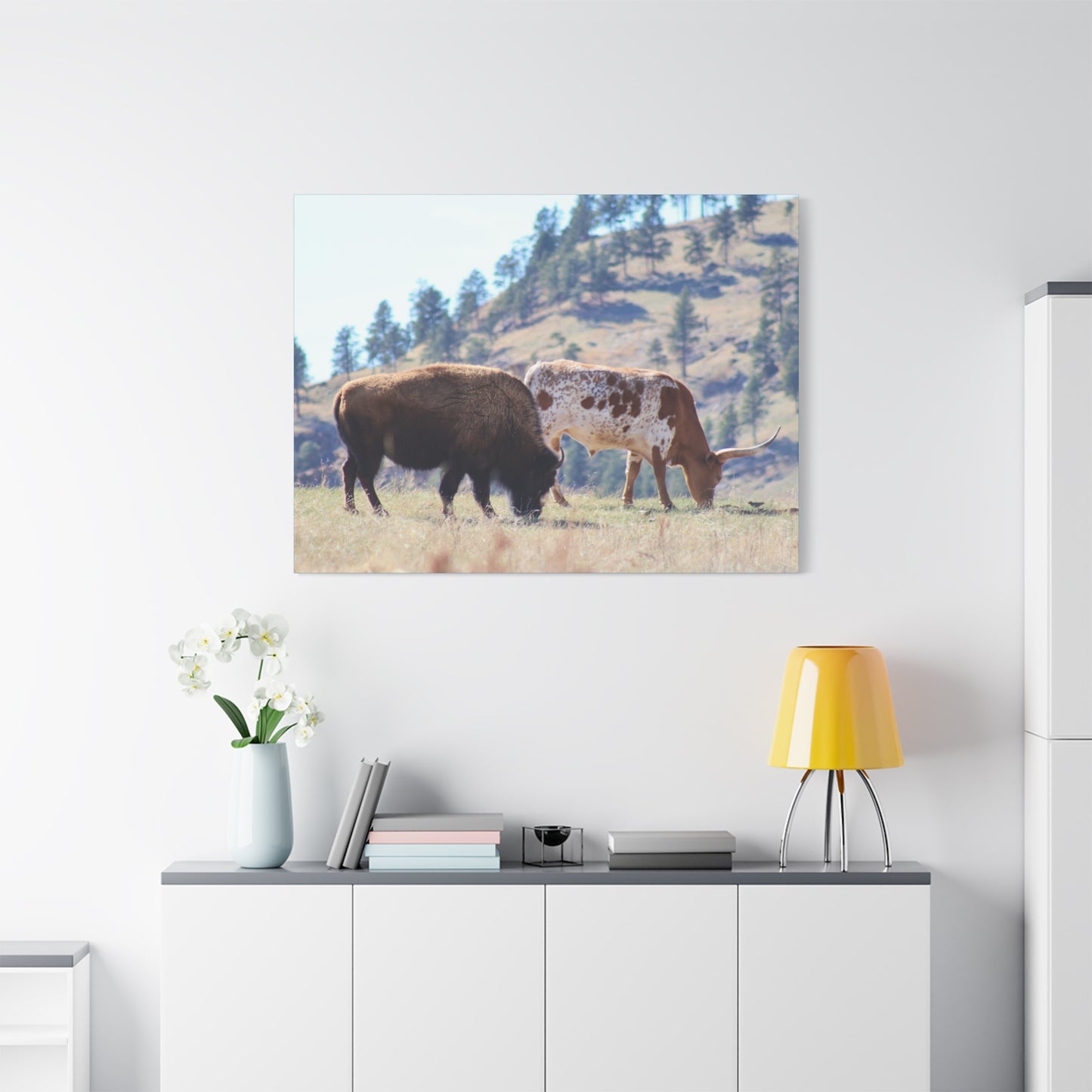Long Horn and Buffalo Canvas