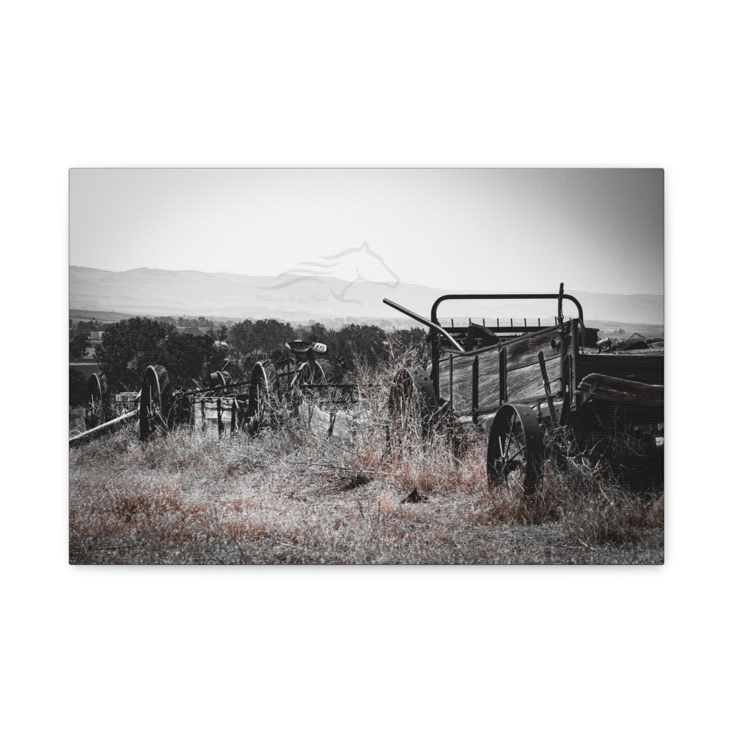 Rustic Black and White Wagon Canvas