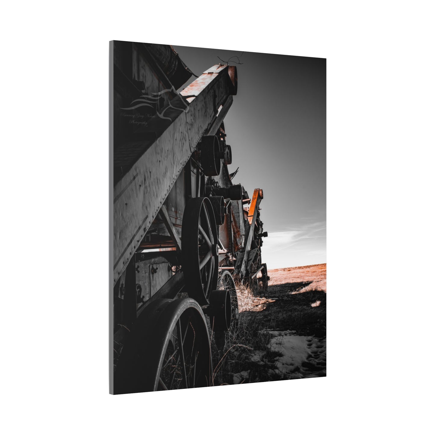 Black and Rusty Farm Equipment Canvas